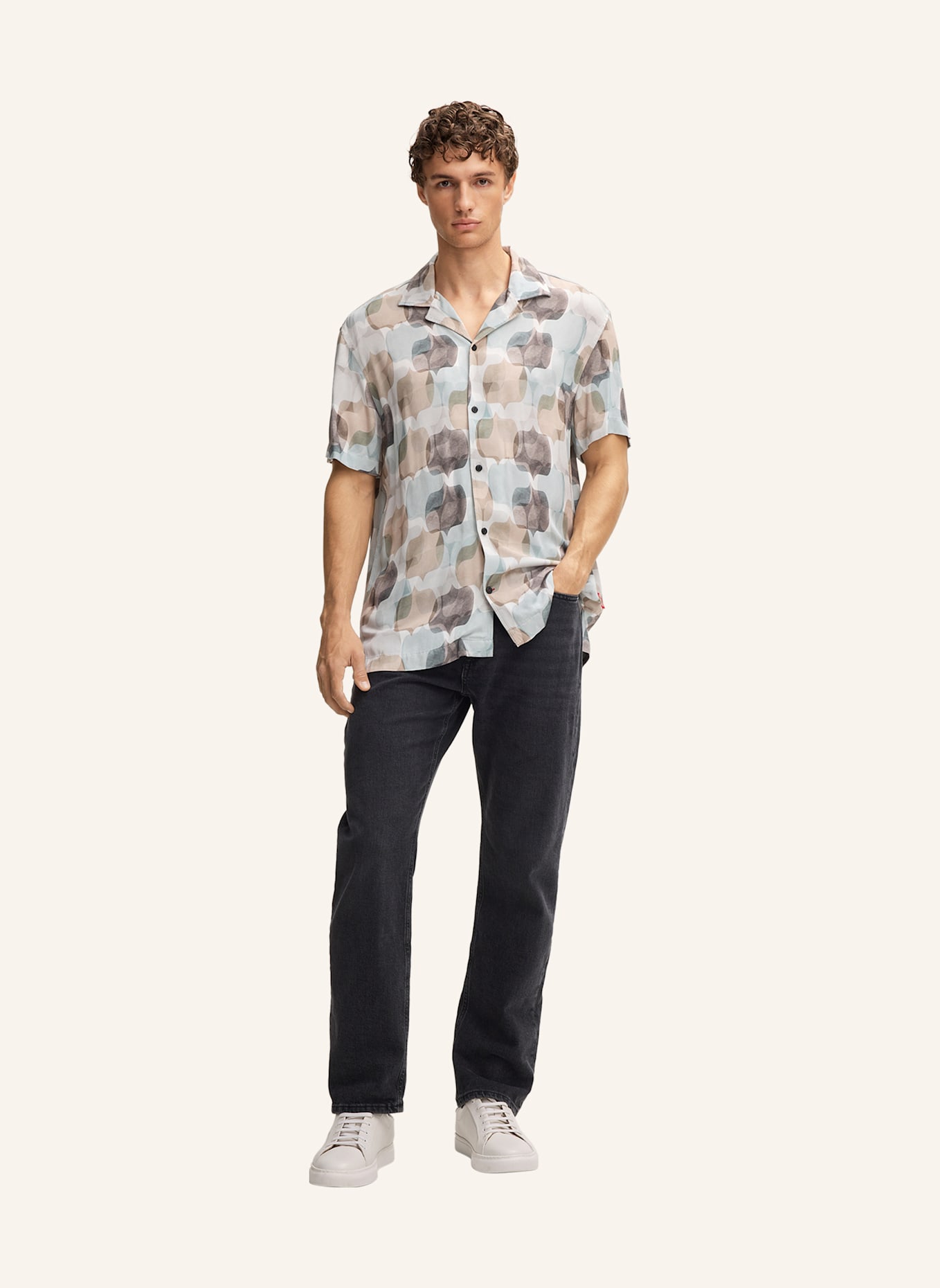 JOOP! JEANS Kurzarm-Hemd Regular Fit: ECRU