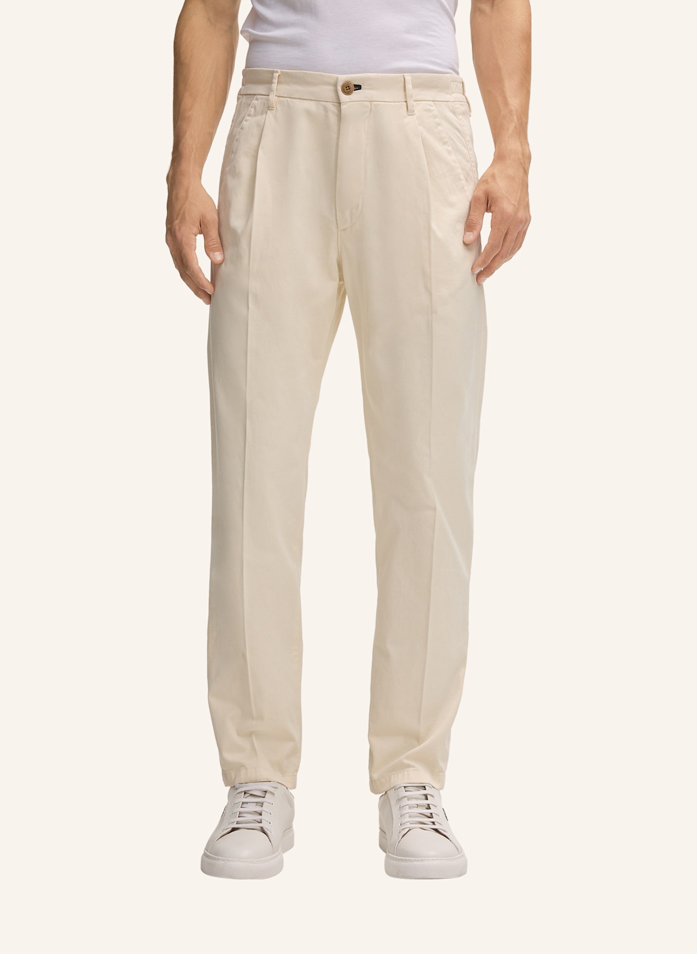 JOOP! JEANS Bundfaltenhose Loose Fit: CREME