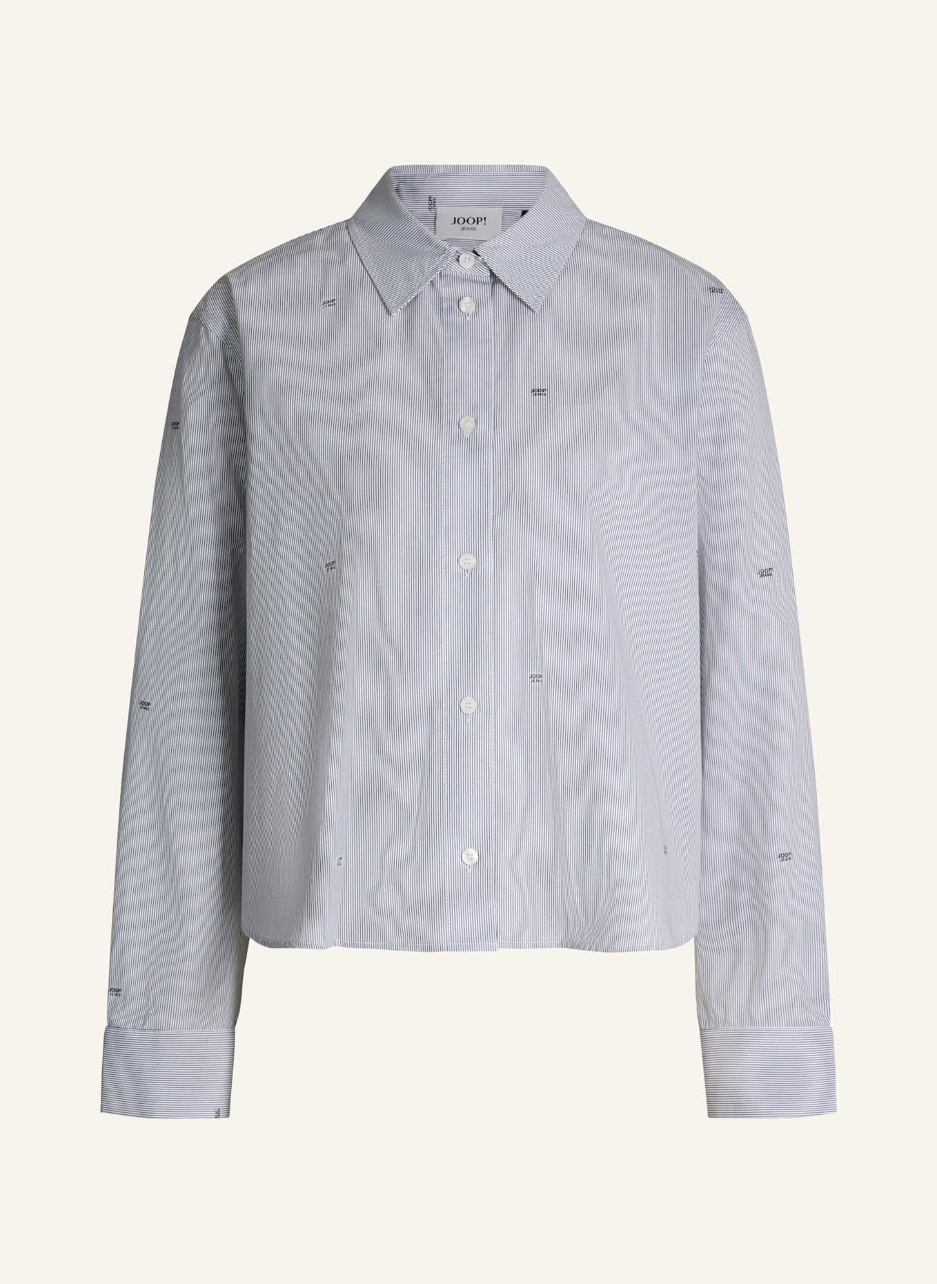 JOOP! JEANS Hemdkragenbluse: GRAU/ WEISS