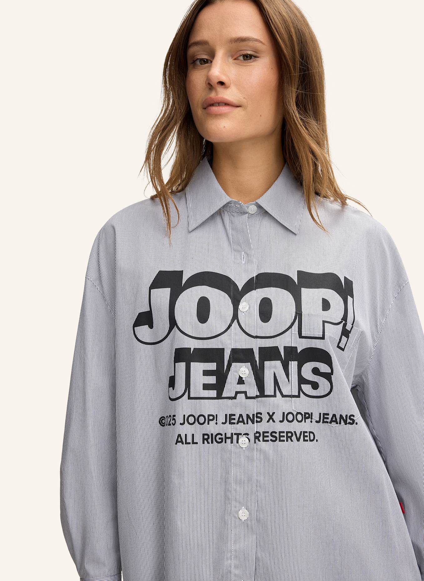 JOOP! JEANS Bluse: GRAU/ WEISS