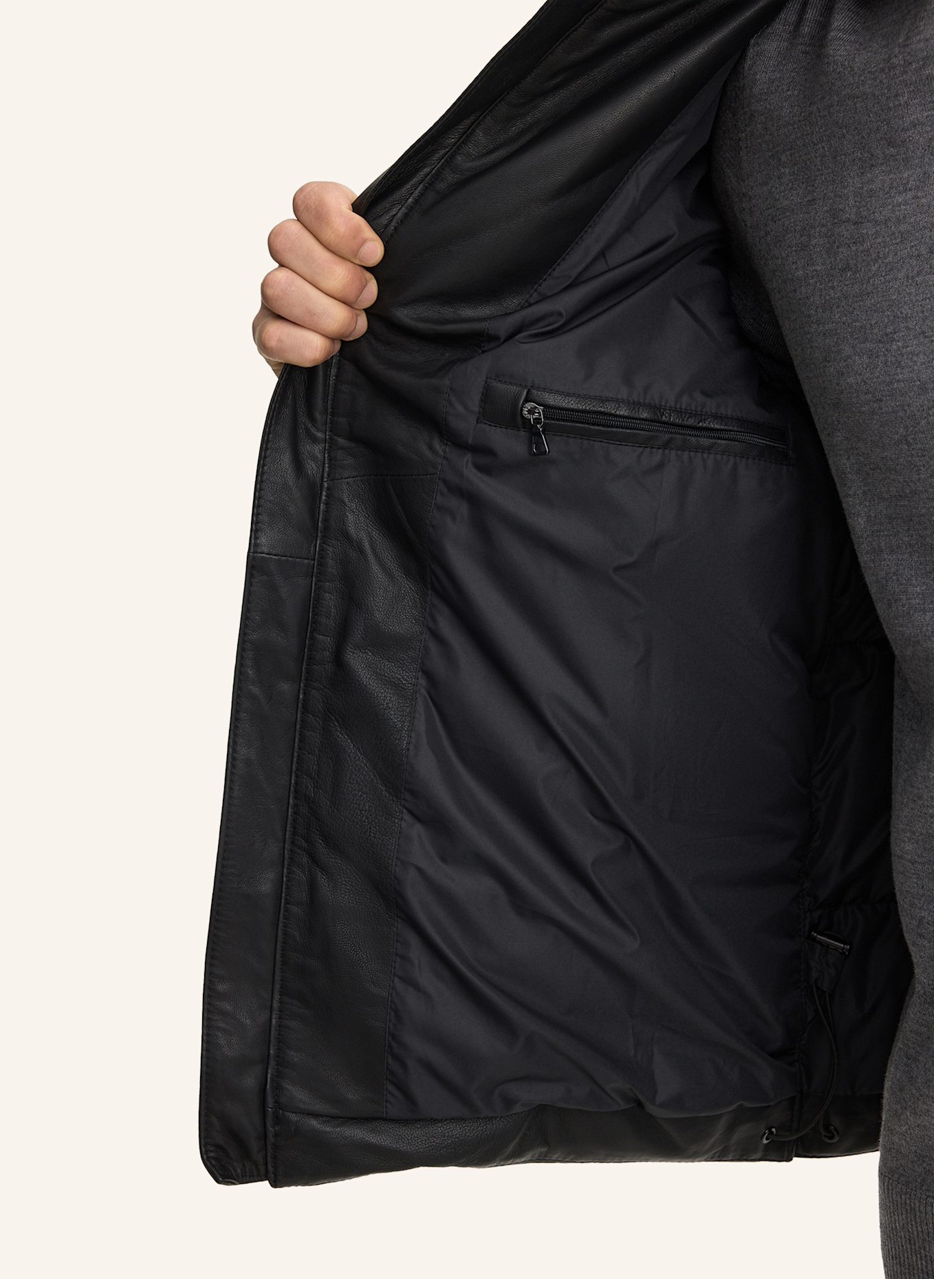 JOOP! Leder-Steppjacke: SCHWARZ