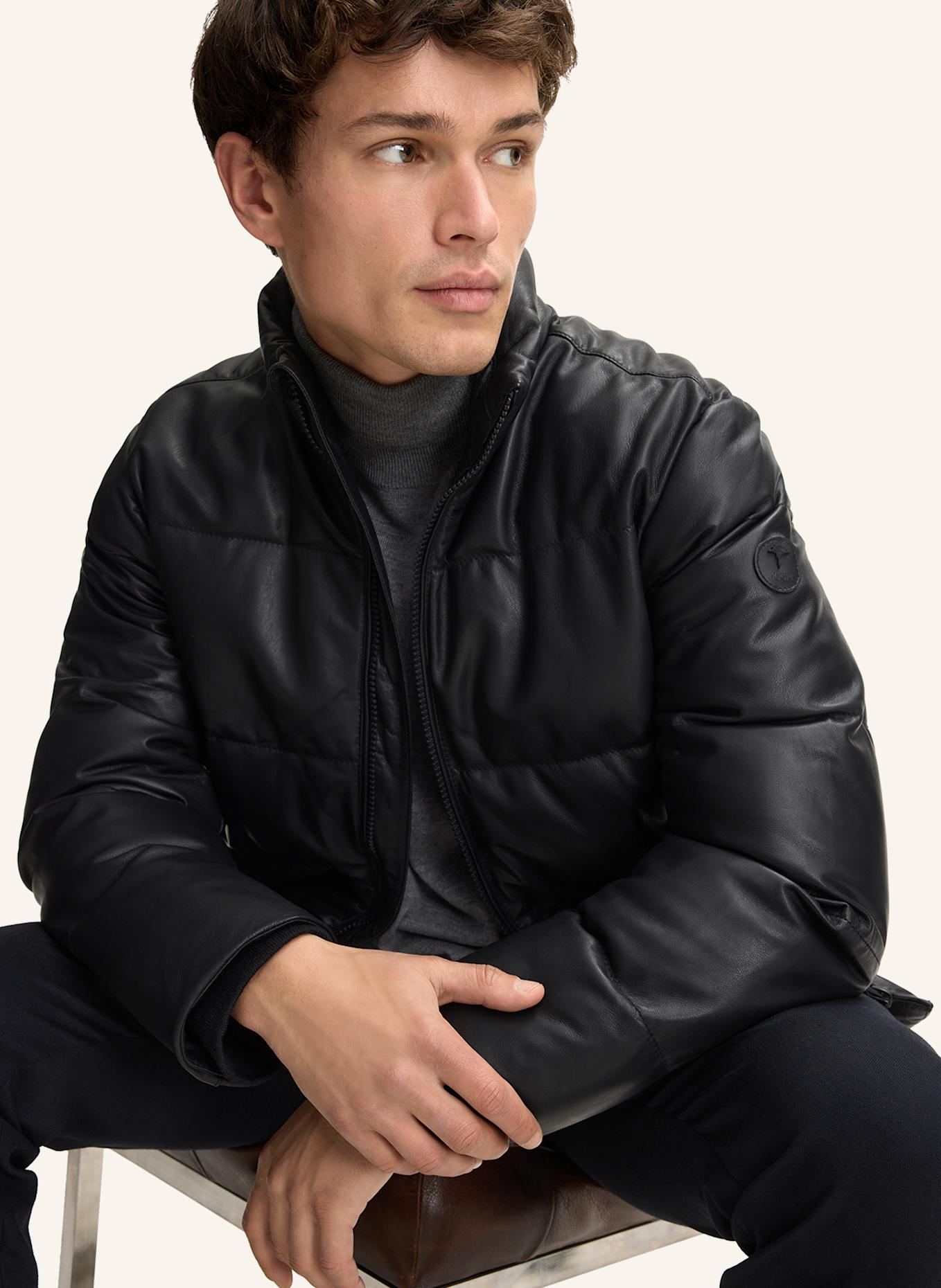 JOOP! Leder-Steppjacke: SCHWARZ
