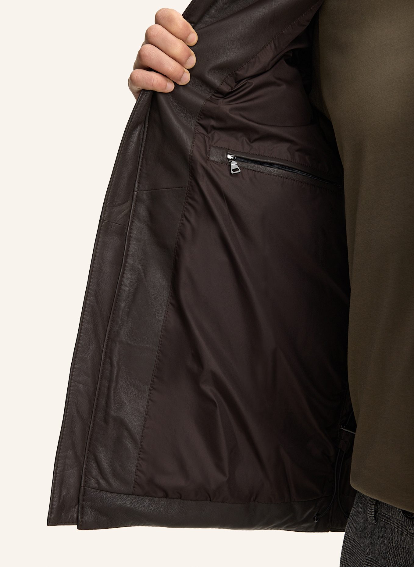 JOOP! Leder-Steppjacke: DUNKELBRAUN