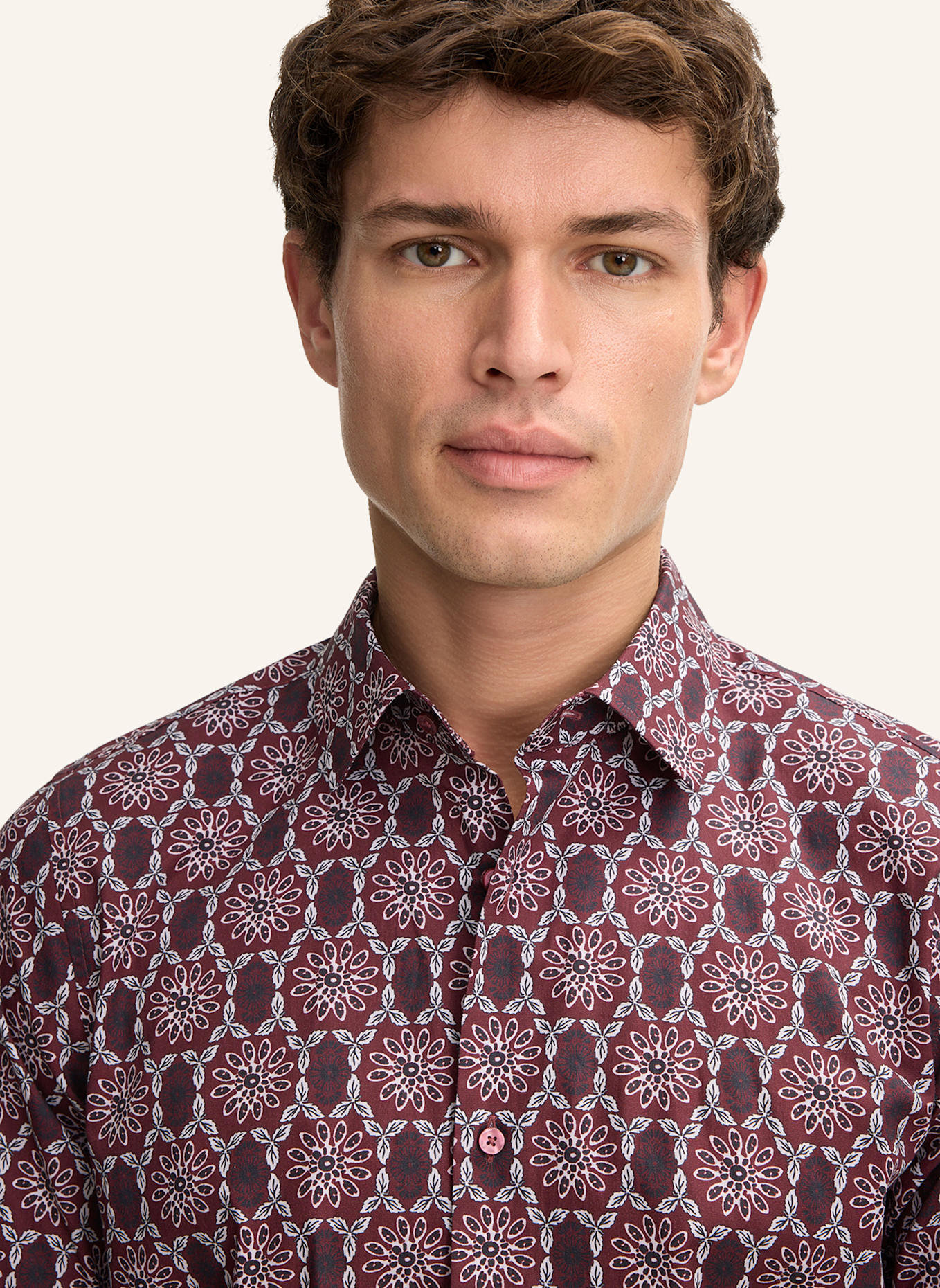 JOOP! Hemd PIT Slim Fit: DUNKELROT/ WEISS