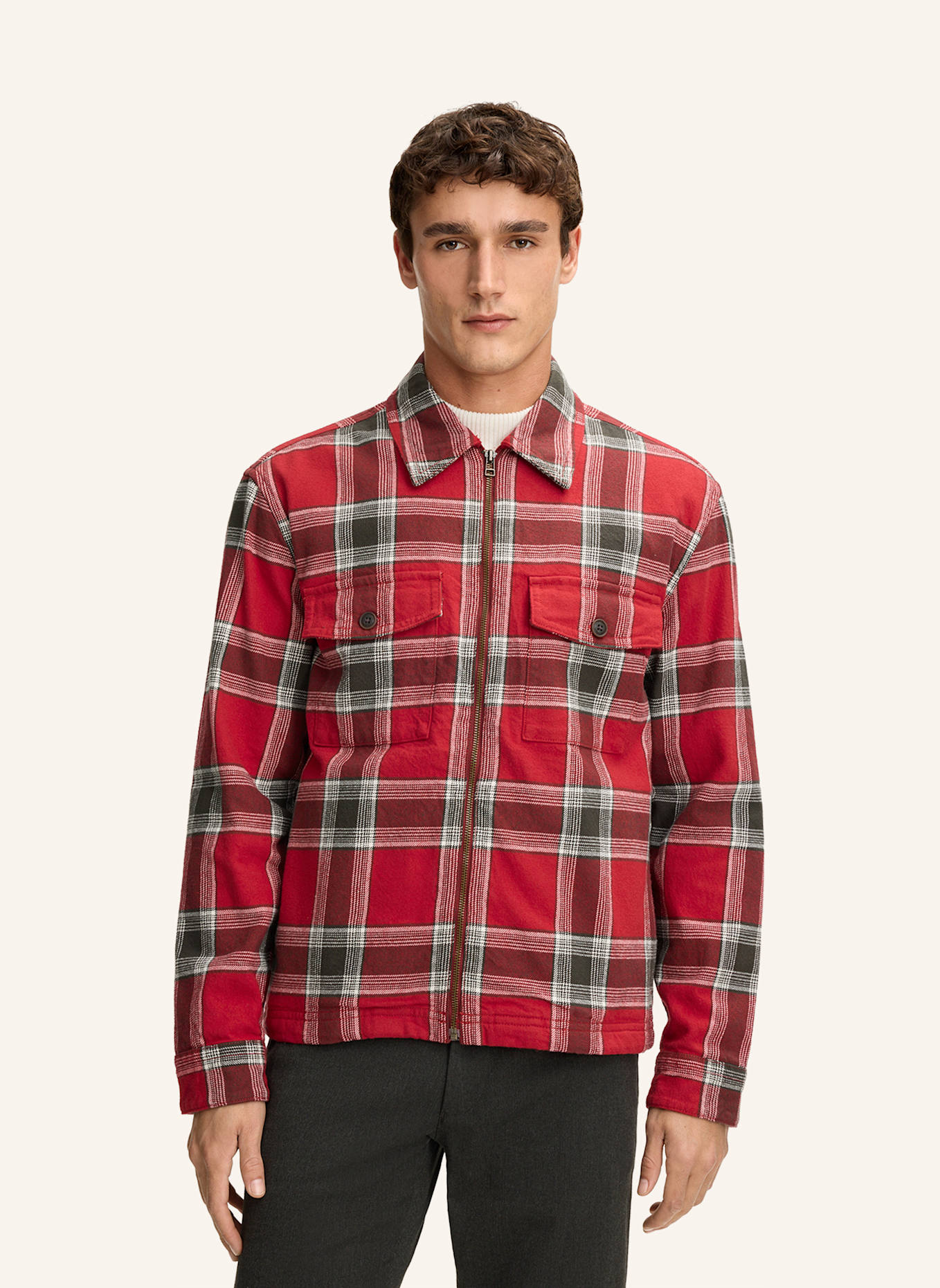 JOOP! JEANS Hemd-Jacke Casual Fit: ROT/ OLIV