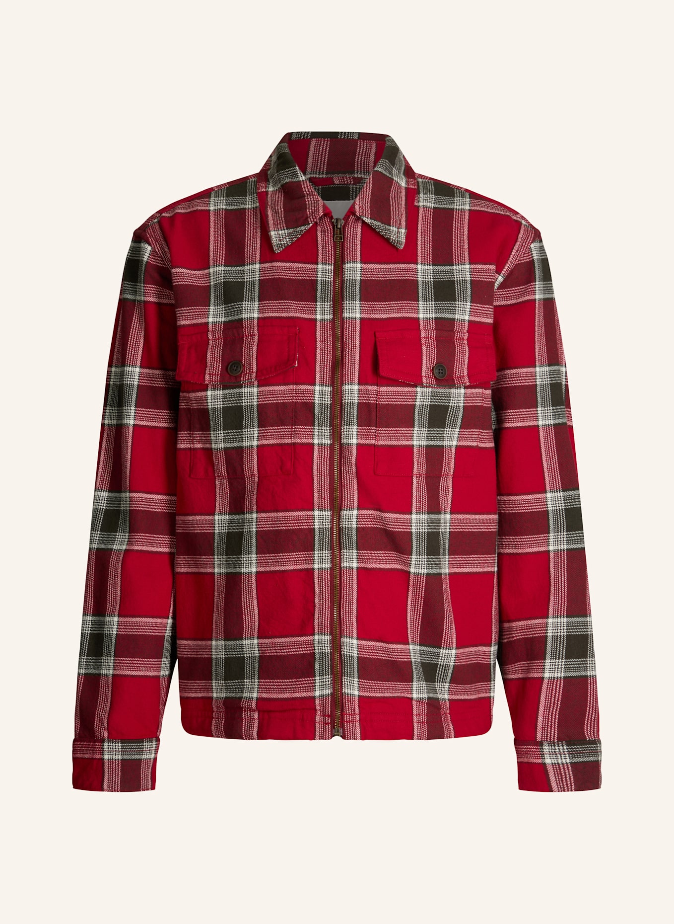 JOOP! JEANS Hemd-Jacke Casual Fit: ROT/ OLIV