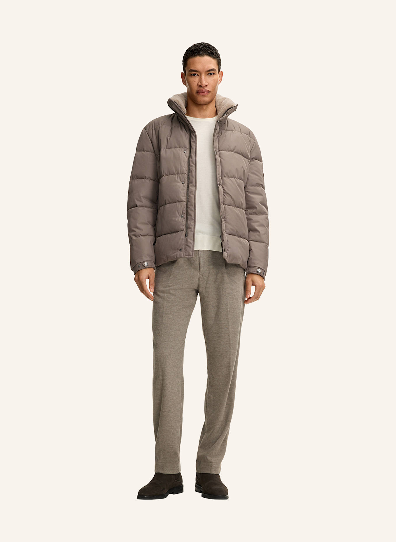 JOOP! Steppjacke NEWTON mit abnehmbarem Kunstfell: TAUPE