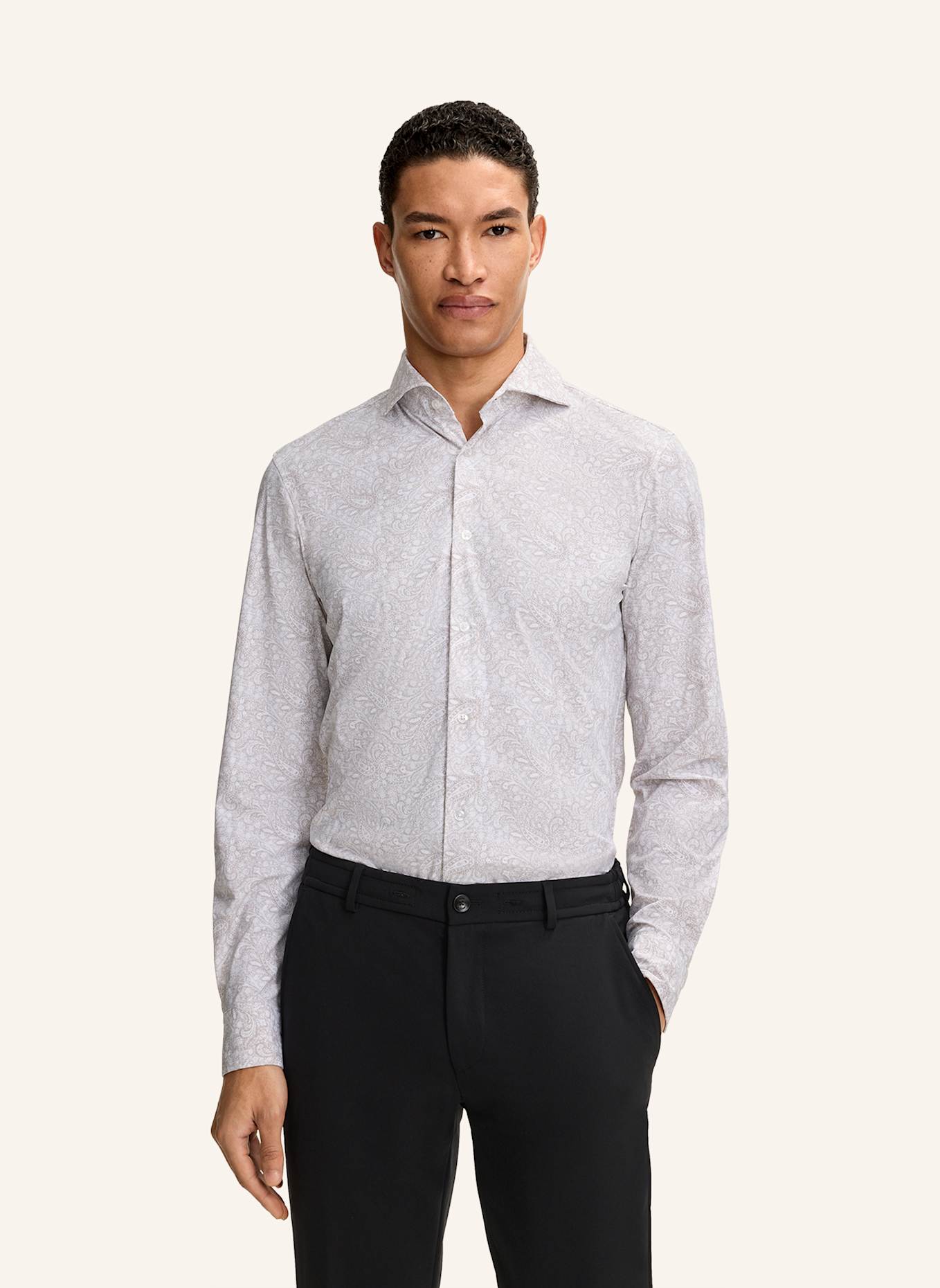 JOOP! Hemd Slim Fit: BEIGE/ WEISS