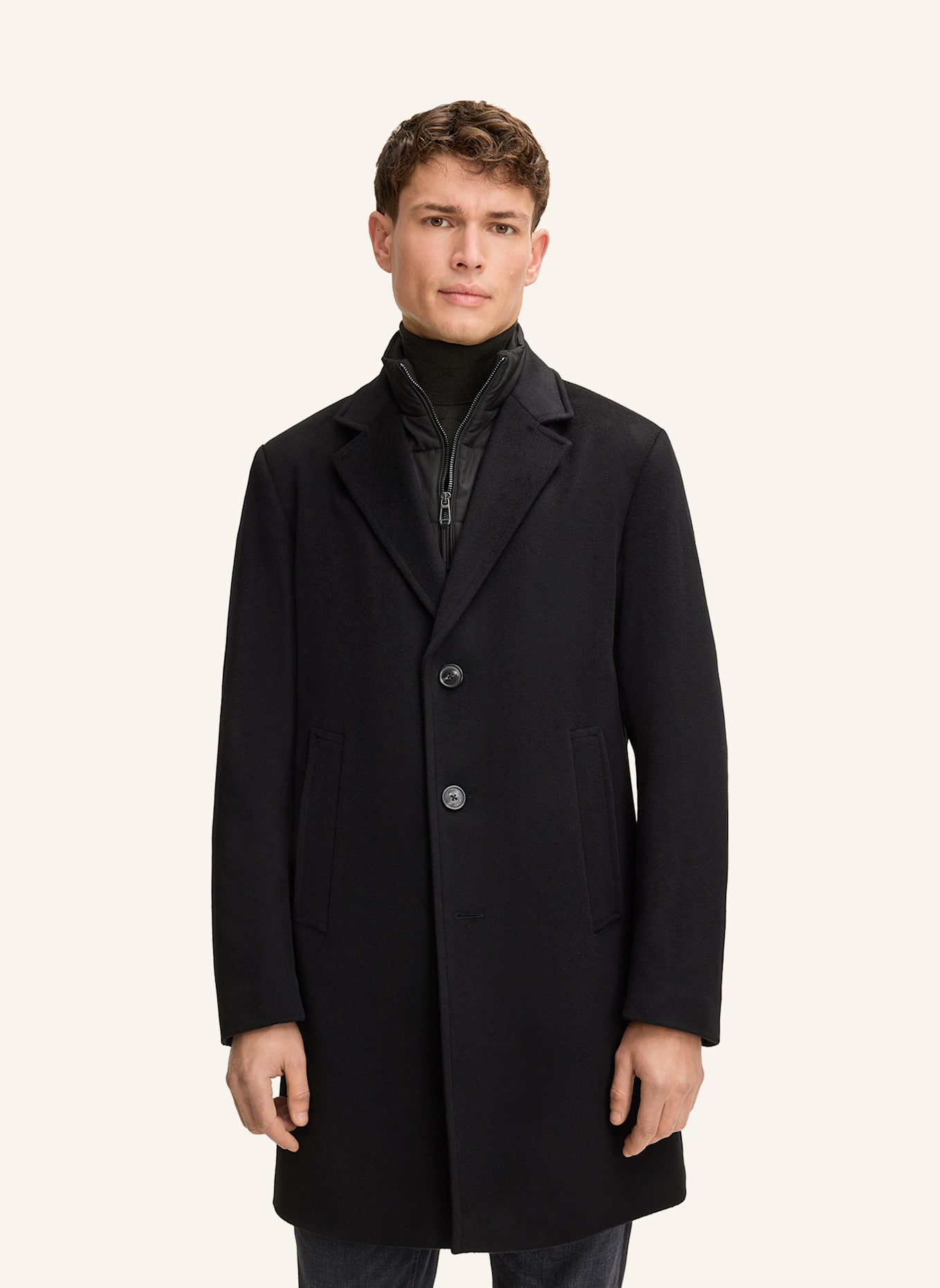 JOOP! Wollmantel MORRIS mit herausnehmbarer Blende: SCHWARZ