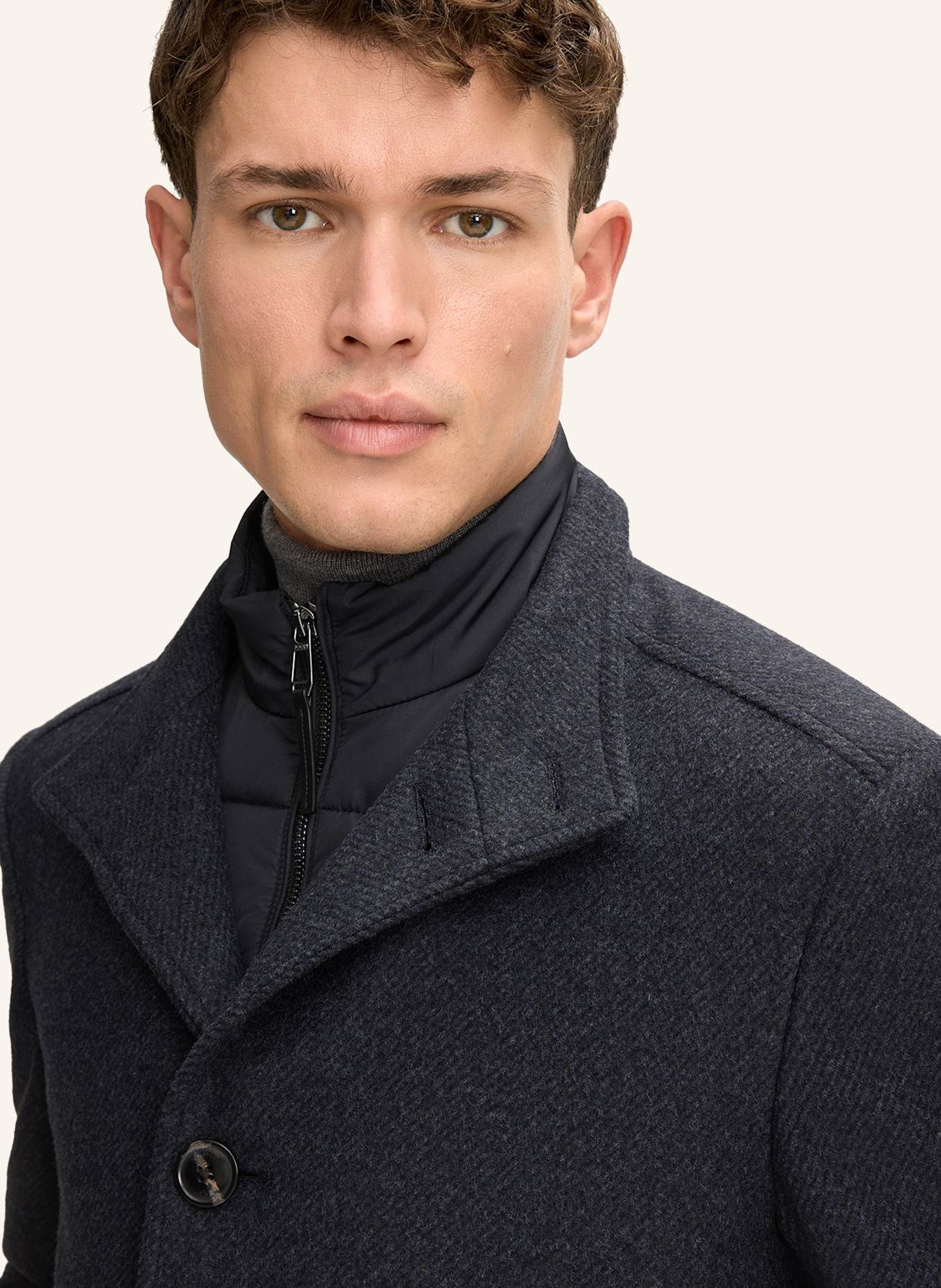 JOOP! Wollmantel MAICO mit herausnehmbarer Blende: DUNKELBLAU