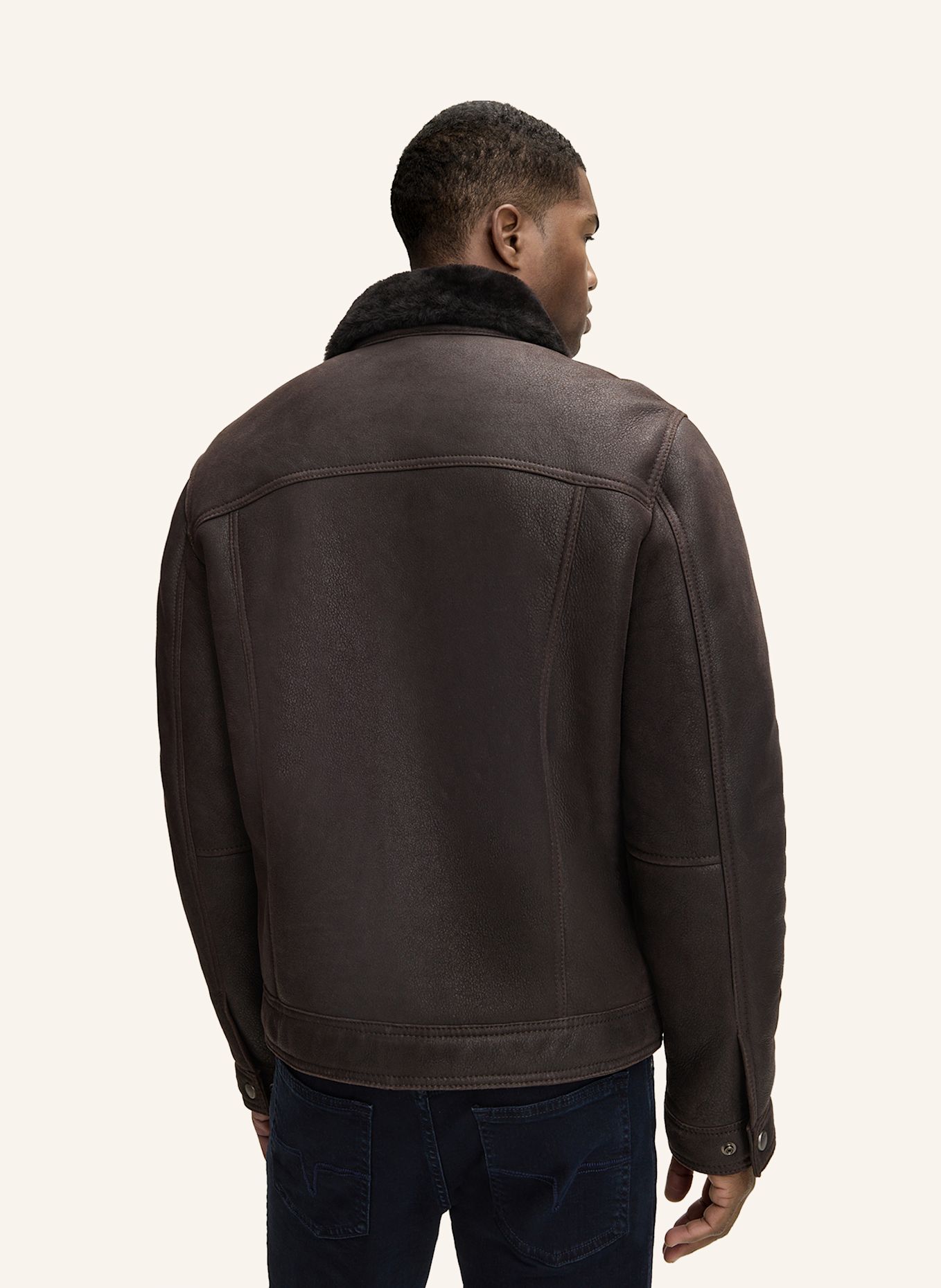 JOOP! JEANS Lederjacke: DUNKELBRAUN