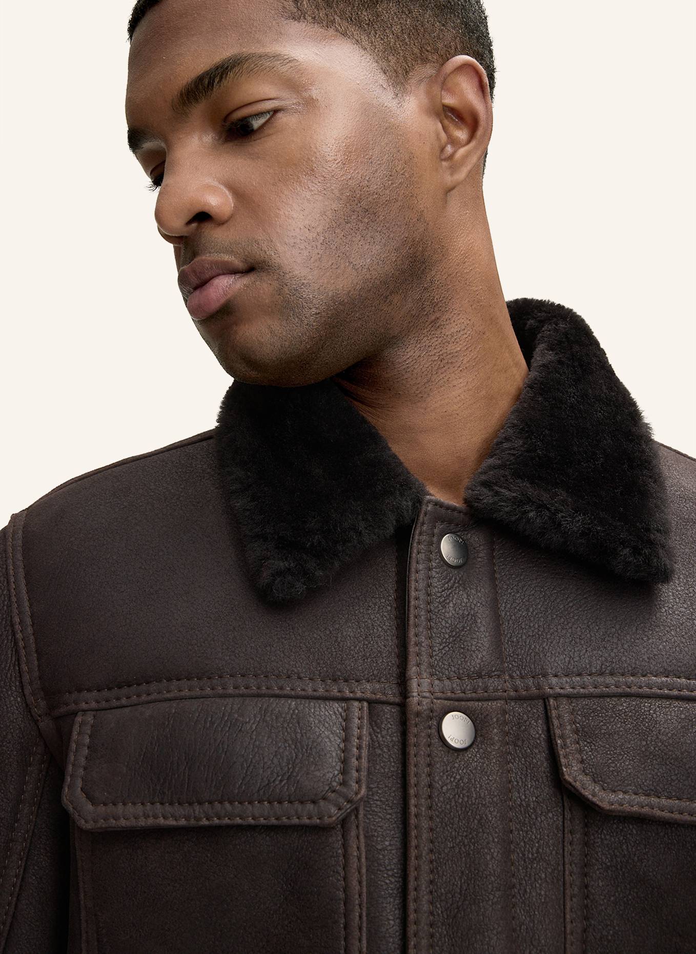 JOOP! JEANS Lederjacke: DUNKELBRAUN