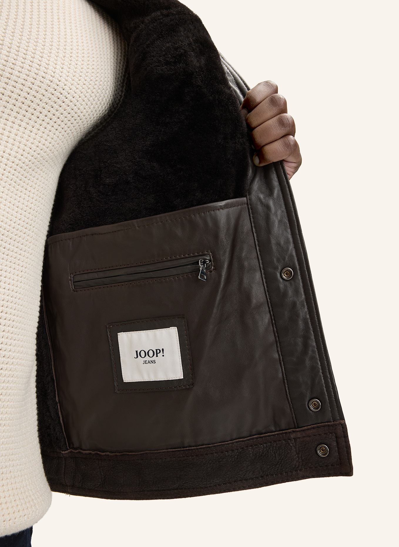 JOOP! JEANS Lederjacke: DUNKELBRAUN