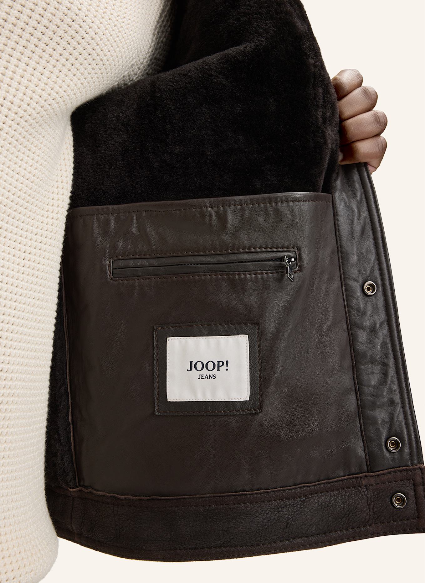 JOOP! JEANS Lederjacke: DUNKELBRAUN