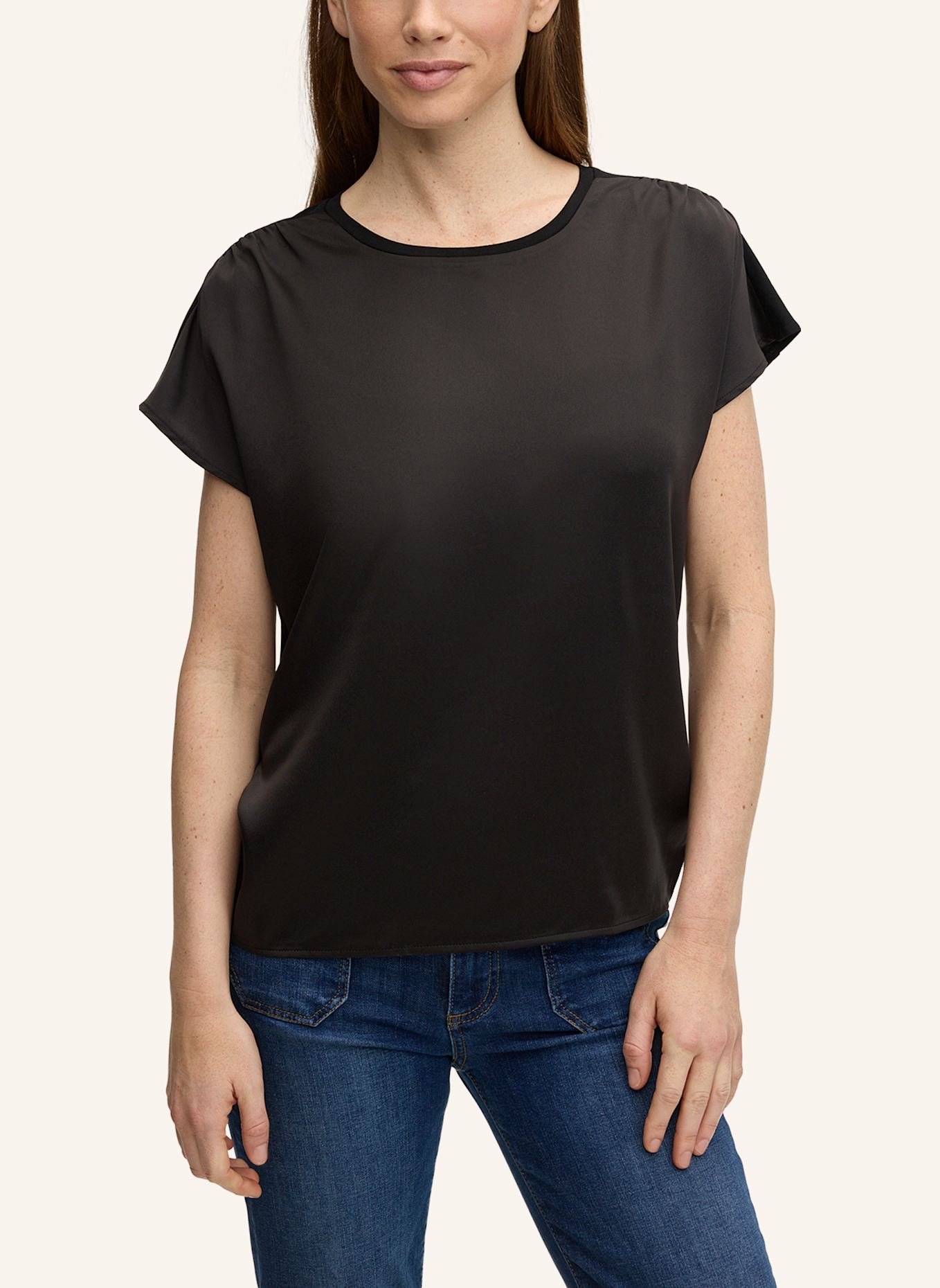 JOOP! Blusenshirt TANCY im Materialmix: SCHWARZ