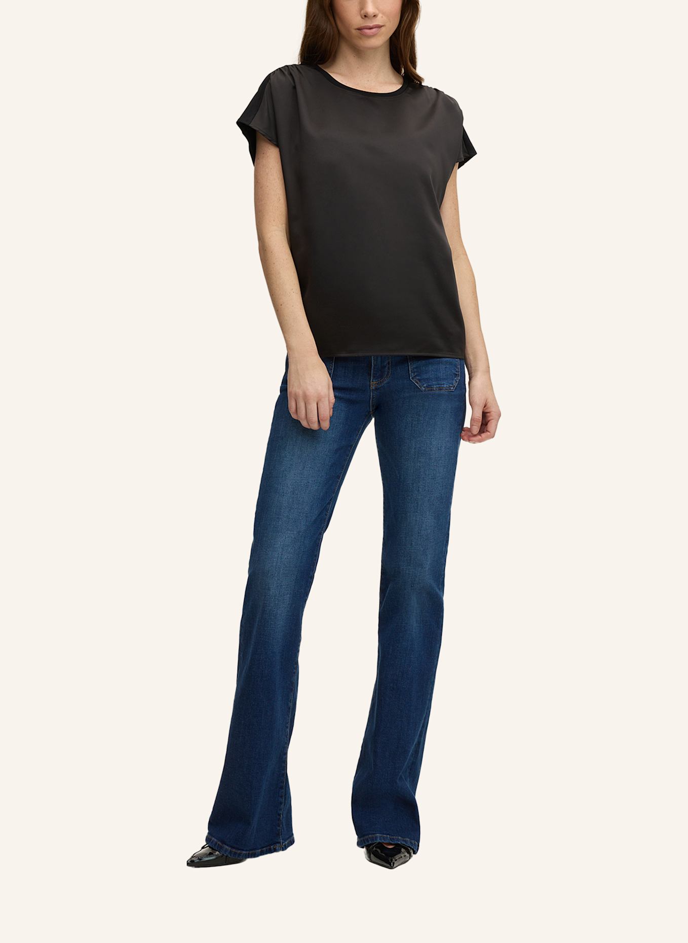 JOOP! Blusenshirt TANCY im Materialmix: SCHWARZ
