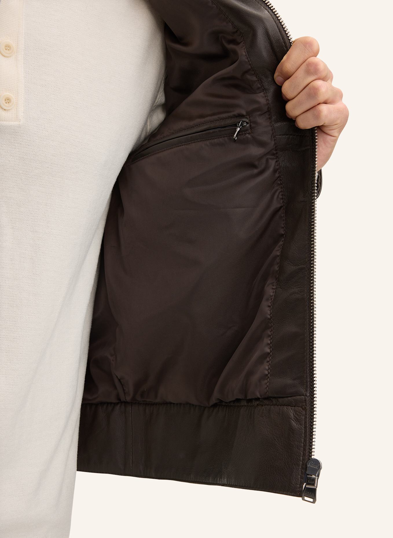 JOOP! JEANS Lederjacke: DUNKELBRAUN