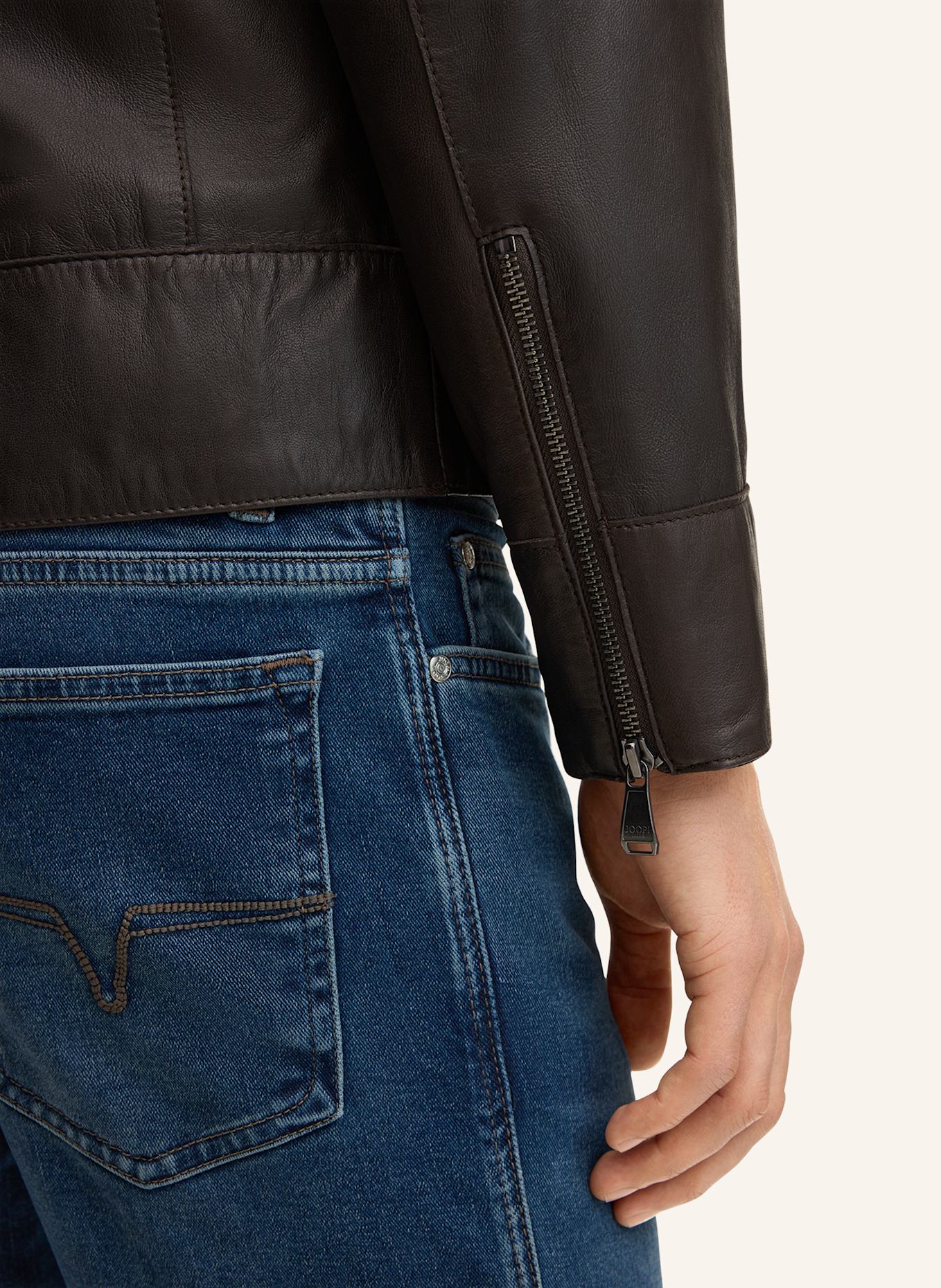 JOOP! JEANS Lederjacke: DUNKELBRAUN
