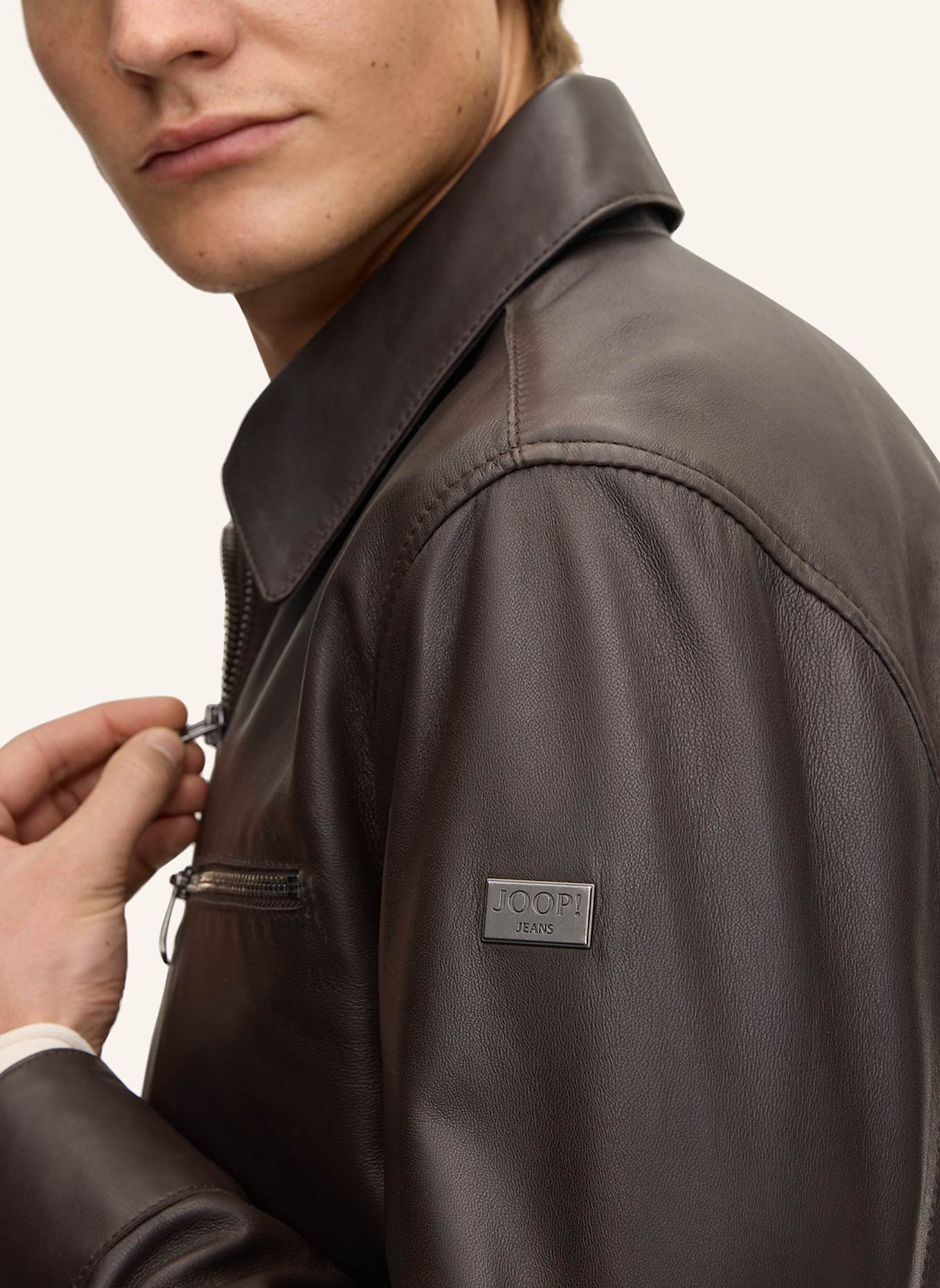 JOOP! JEANS Lederjacke: DUNKELBRAUN