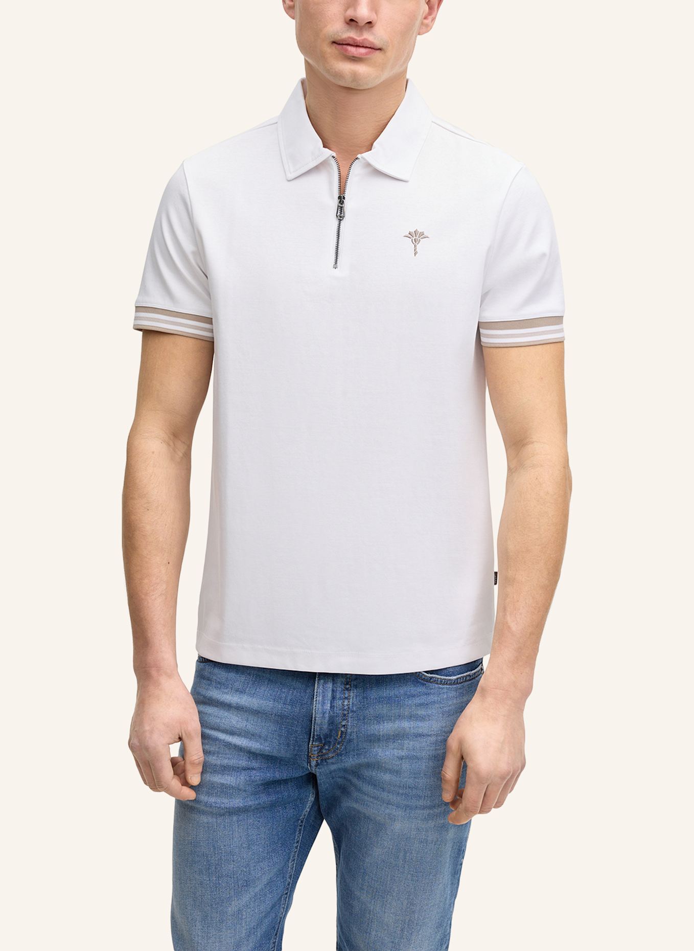 JOOP! Zip-Poloshirt: WEISS