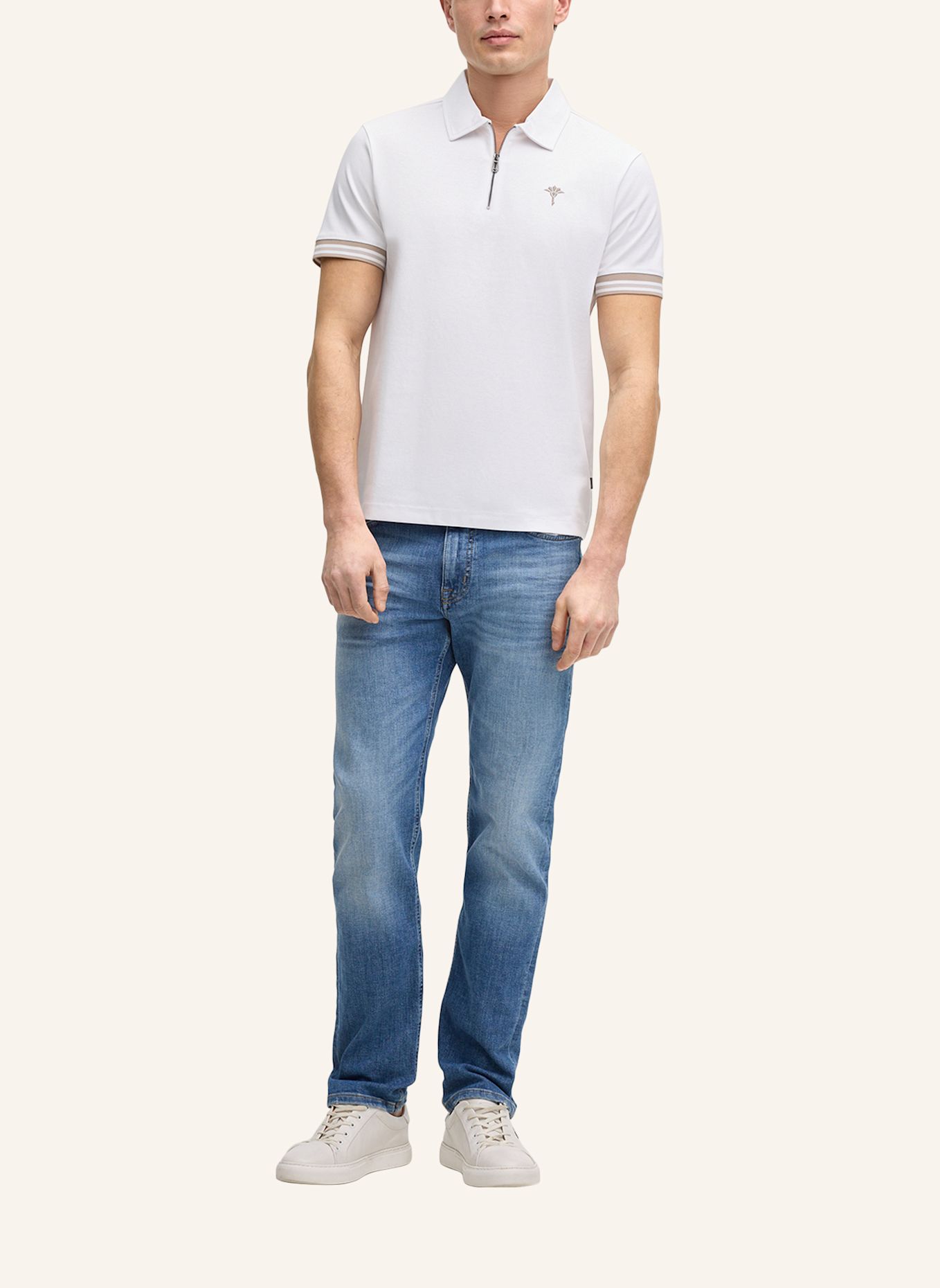 JOOP! Zip-Poloshirt: WEISS