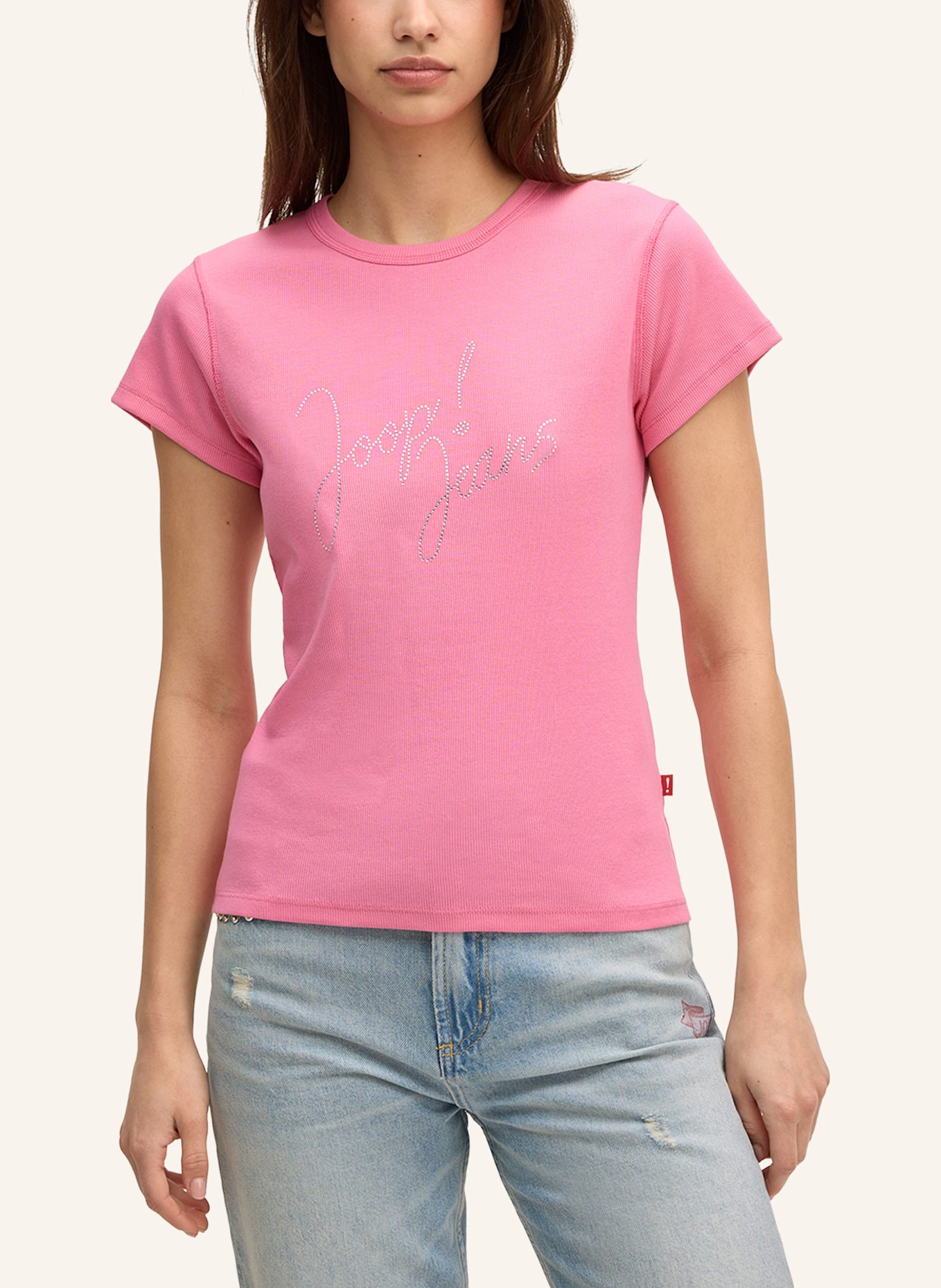 JOOP! JEANS T-Shirt TINETA mit Schmucksteinen: PINK