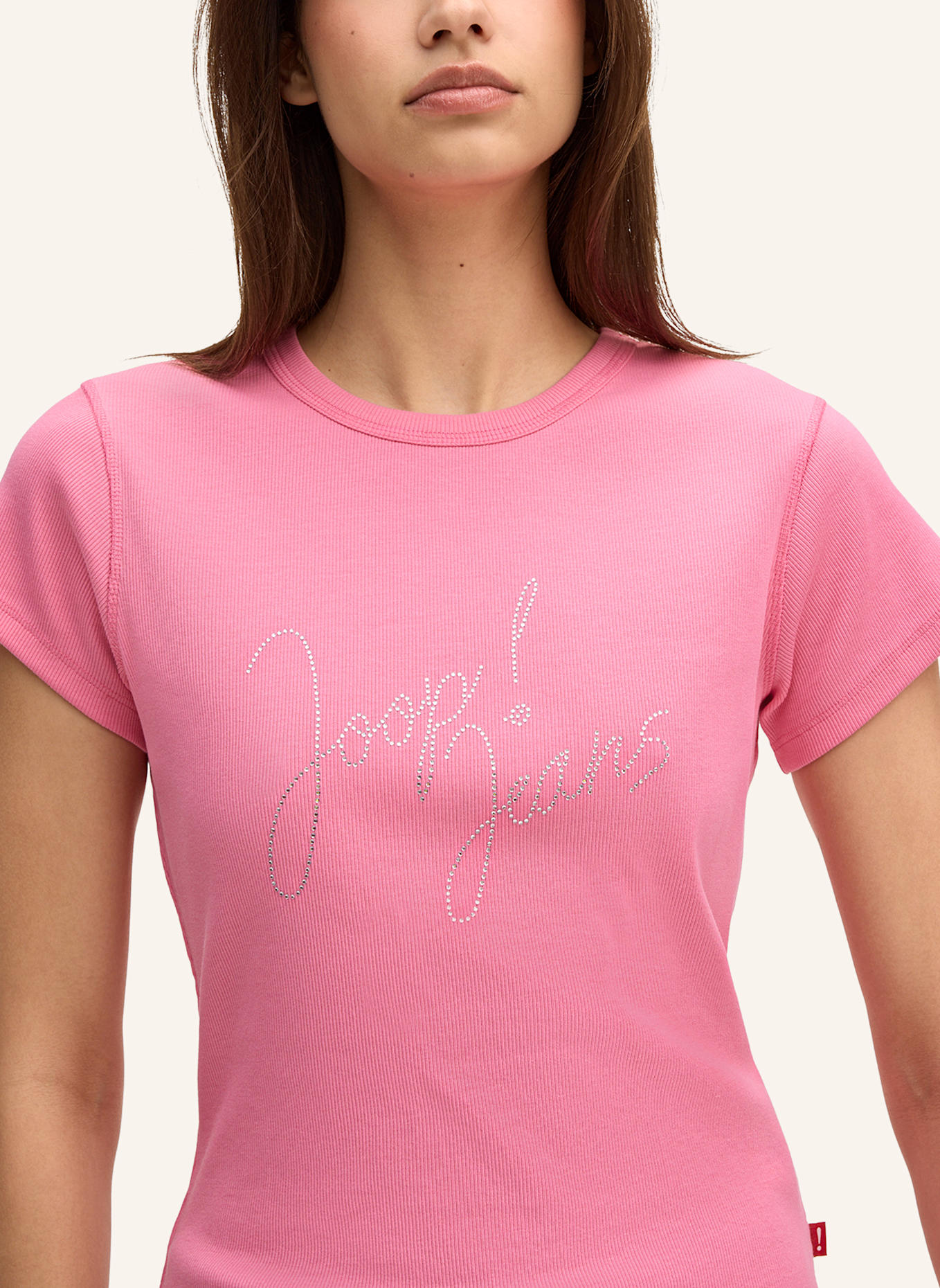 JOOP! JEANS T-Shirt TINETA mit Schmucksteinen: PINK