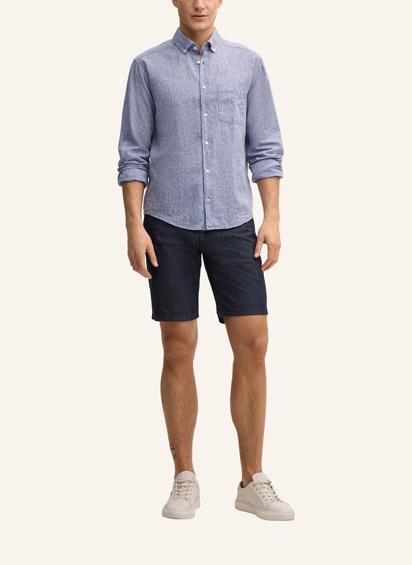 JOOP! JEANS Hemd HALI Regular Fit mit Leinen: DUNKELBLAU