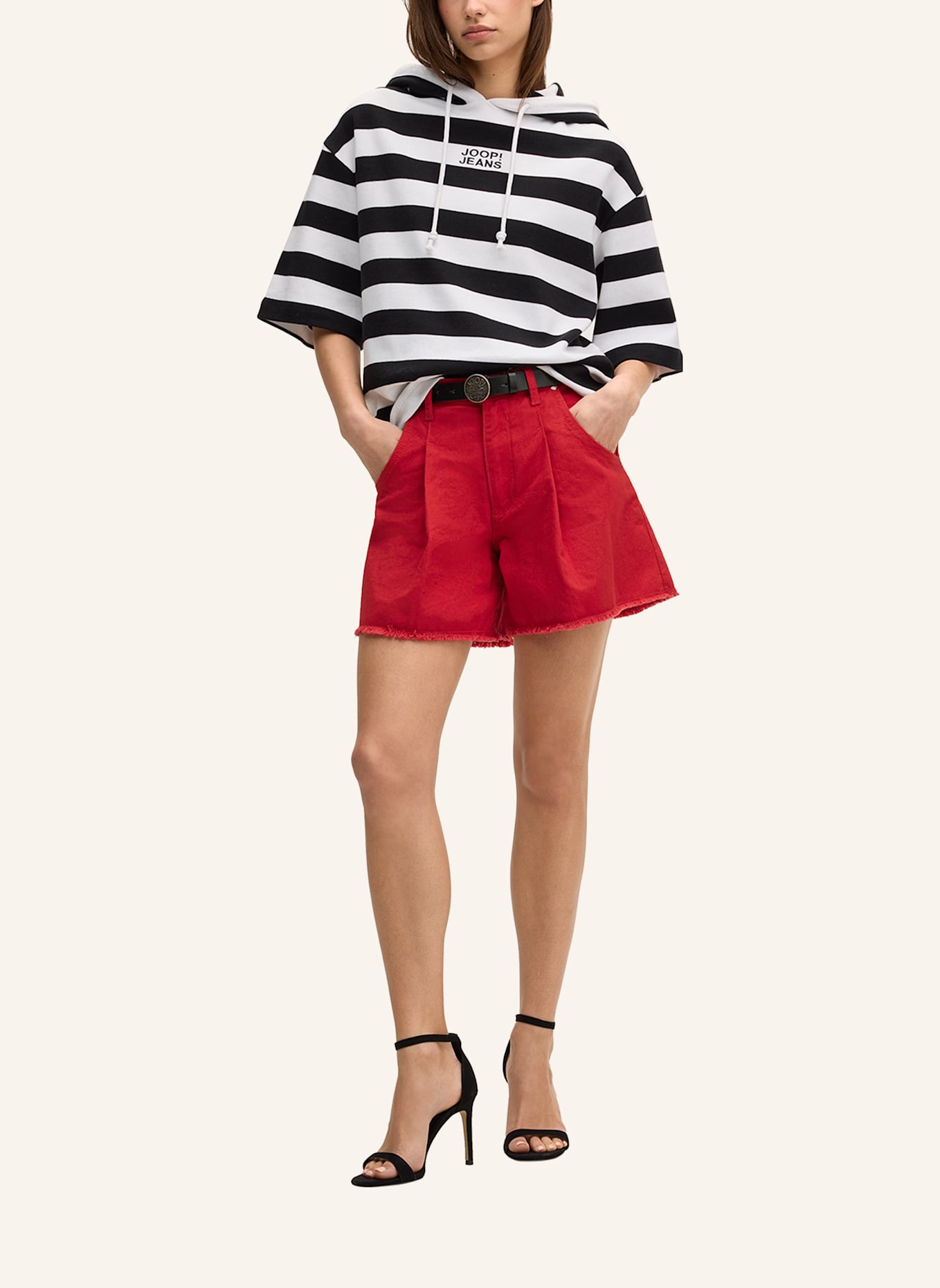 JOOP! JEANS Kurzarm-Hoodie: SCHWARZ