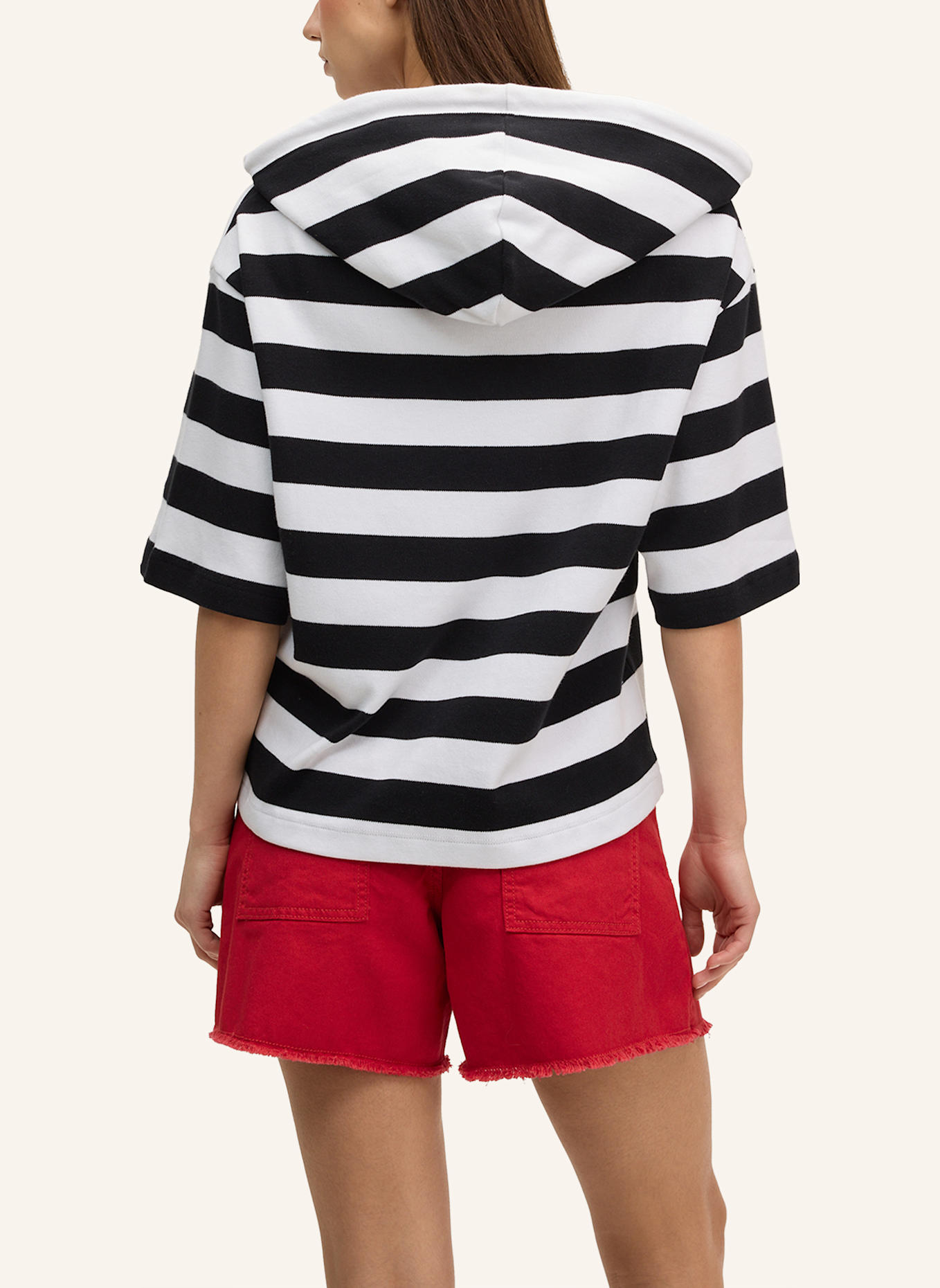 JOOP! JEANS Kurzarm-Hoodie: SCHWARZ