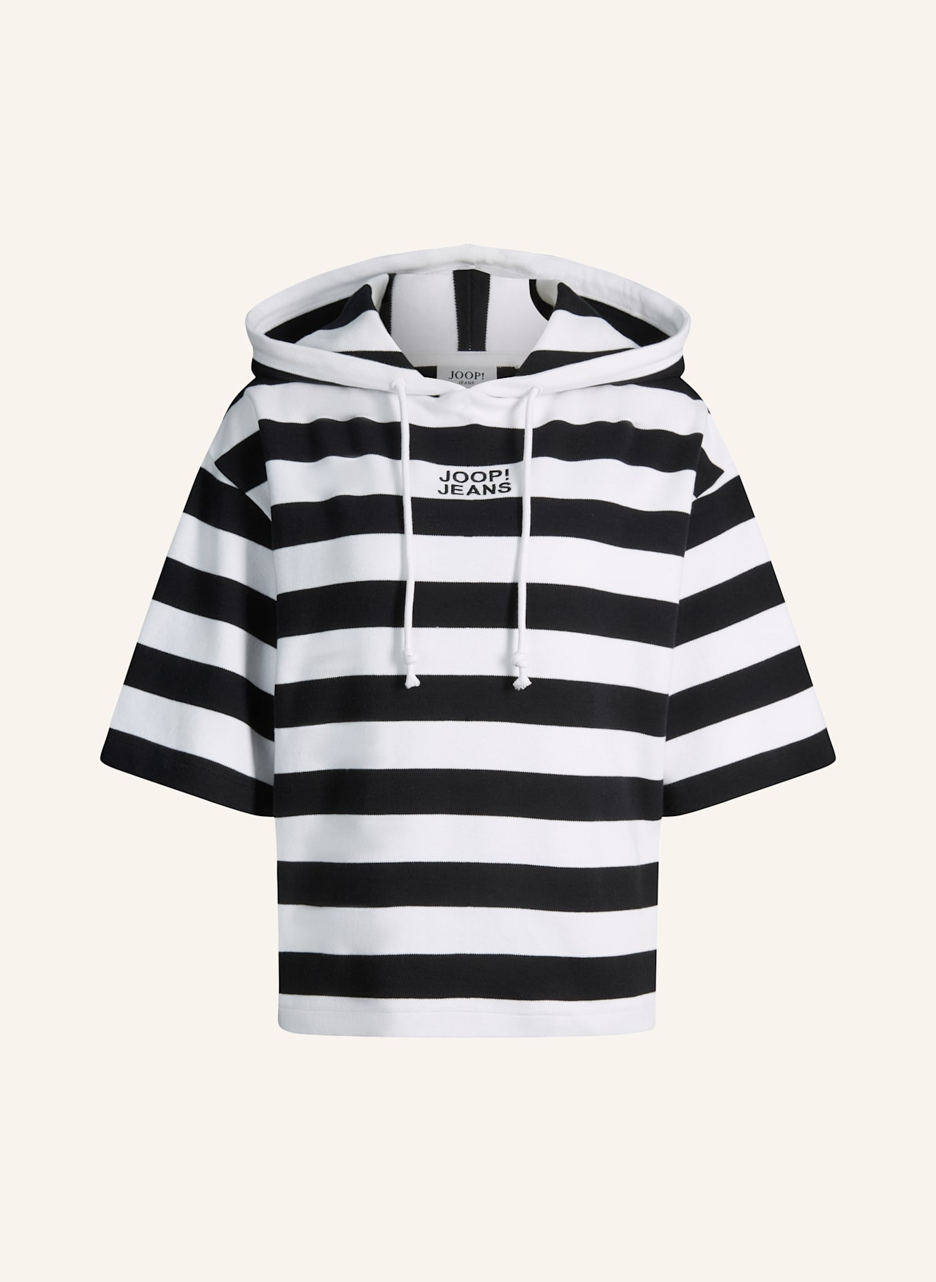 JOOP! JEANS Kurzarm-Hoodie: SCHWARZ