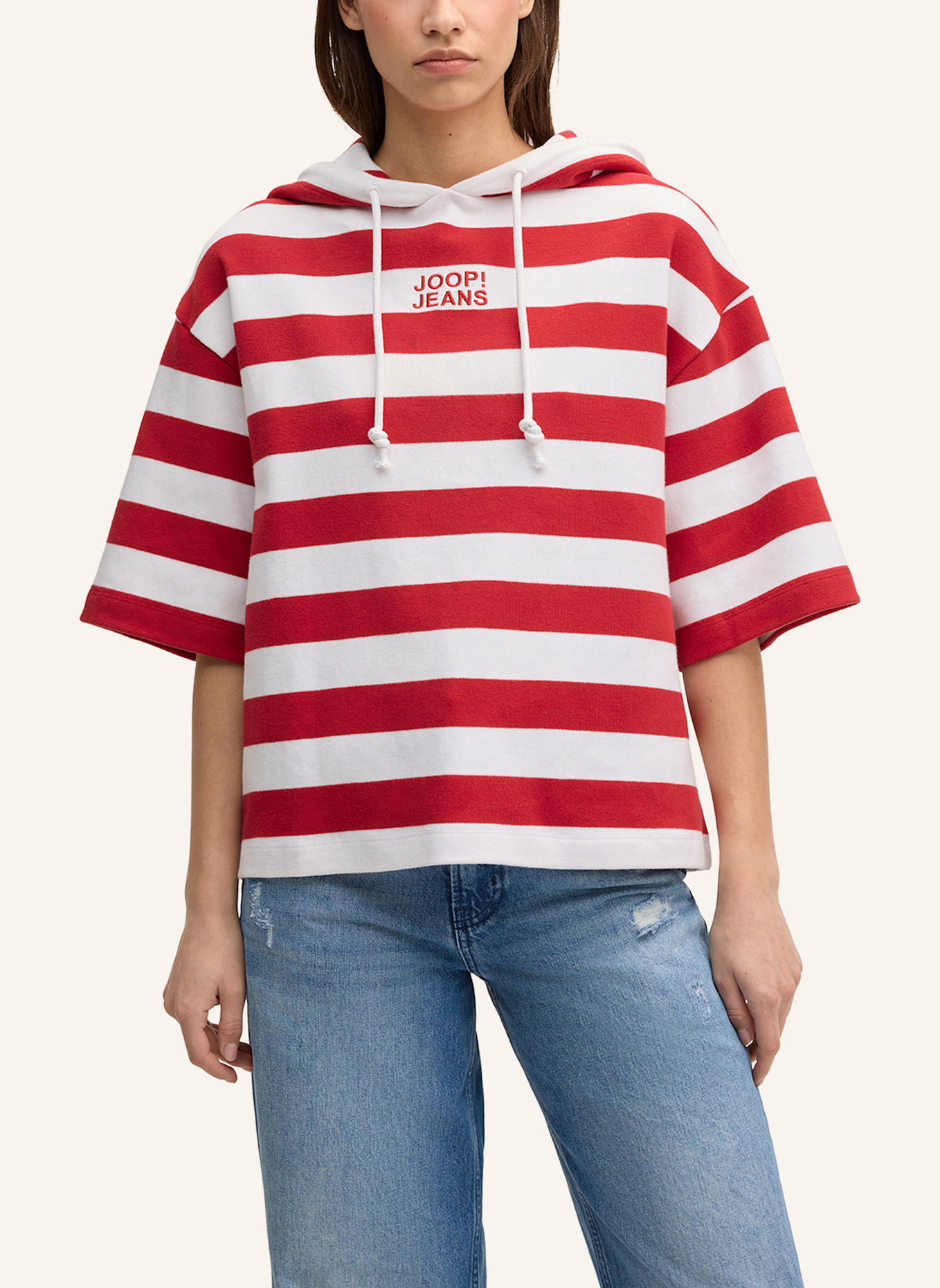 JOOP! JEANS Kurzarm-Hoodie: ROT