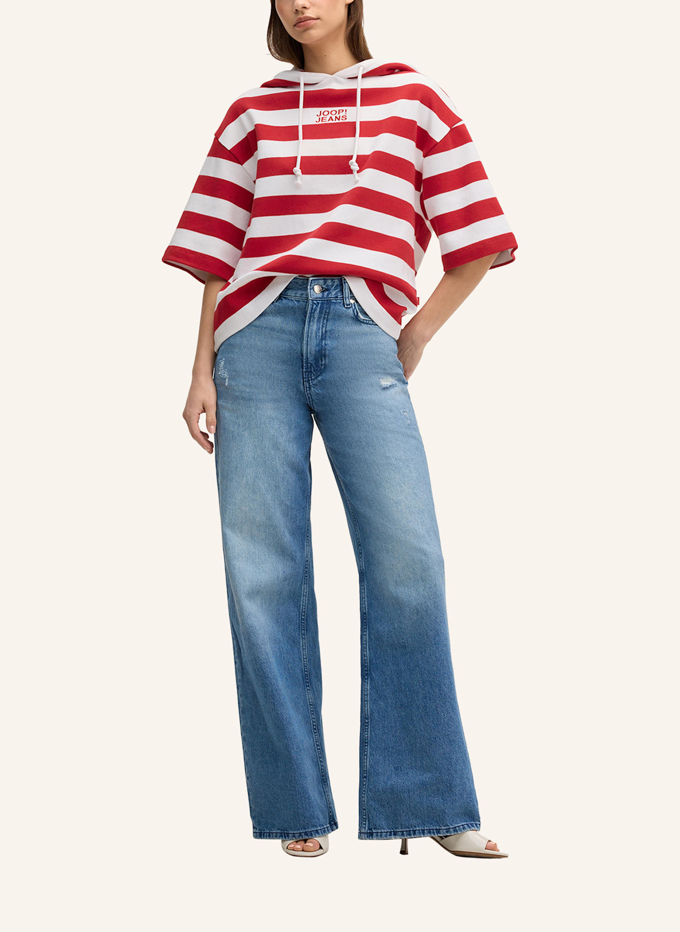 JOOP! JEANS Kurzarm-Hoodie: ROT