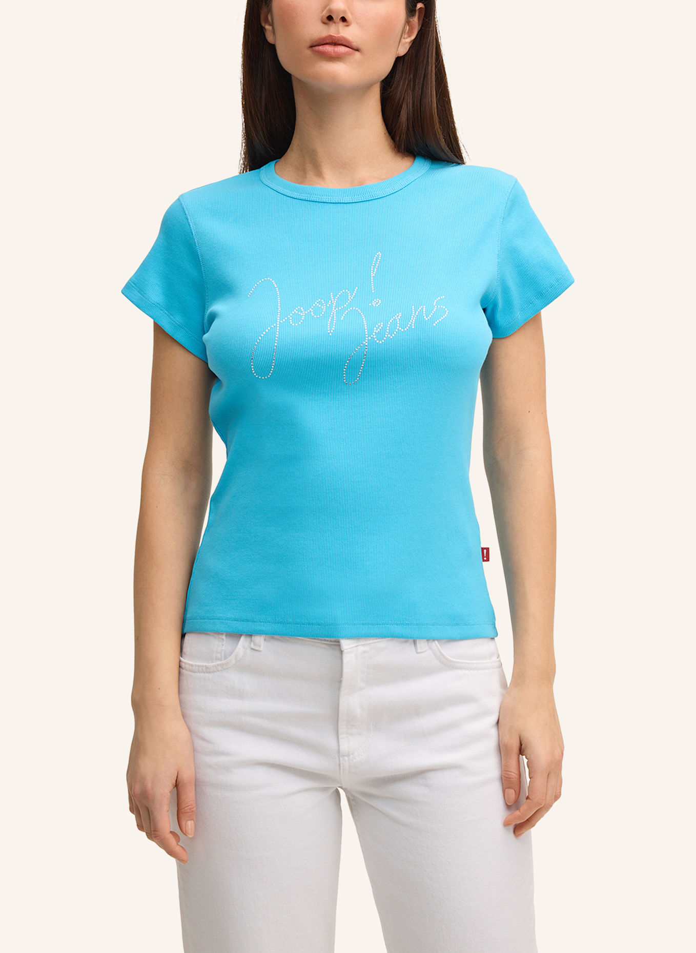JOOP! JEANS T-Shirt TINETA mit Schmucksteinen: TÜRKIS