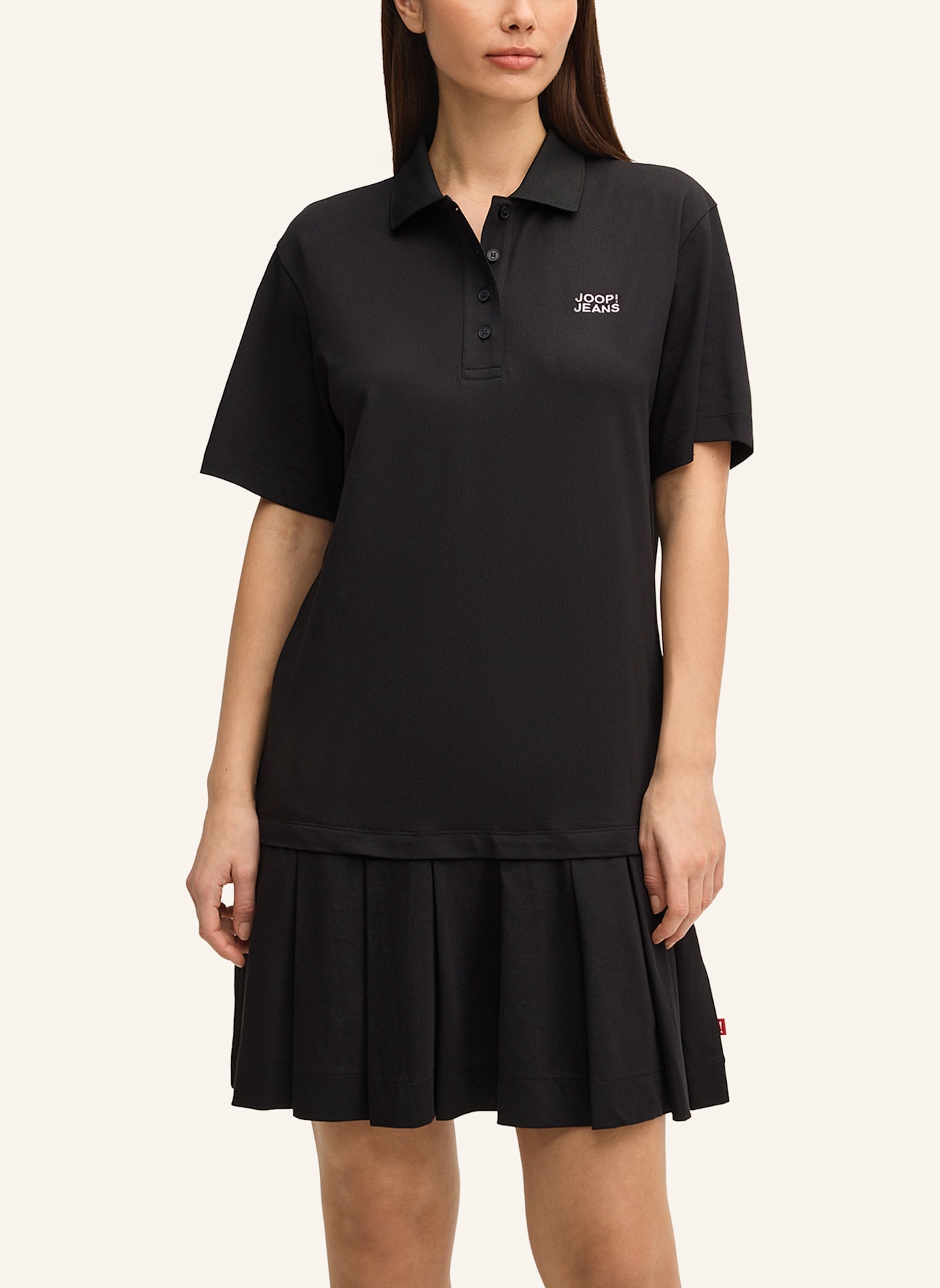 JOOP! JEANS Piqué-Polokleid TADENA: SCHWARZ