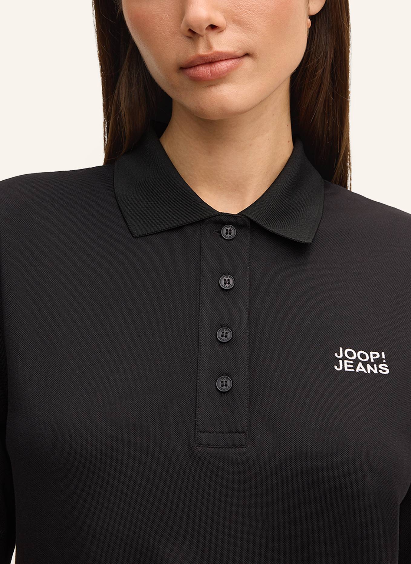 JOOP! JEANS Piqué-Polokleid TADENA: SCHWARZ