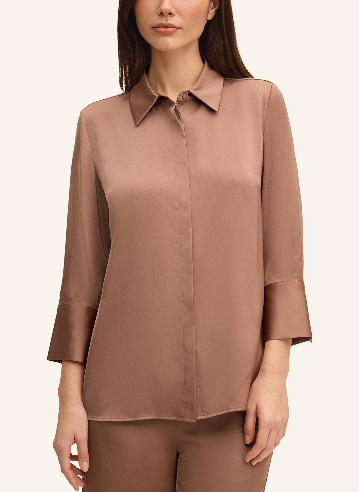 JOOP! Satin-Hemdbluse: HELLBRAUN