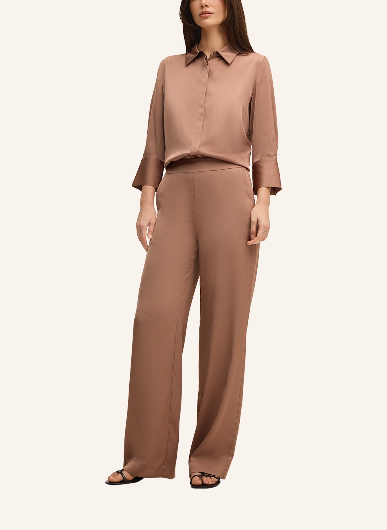 JOOP! Satin-Hemdbluse: HELLBRAUN