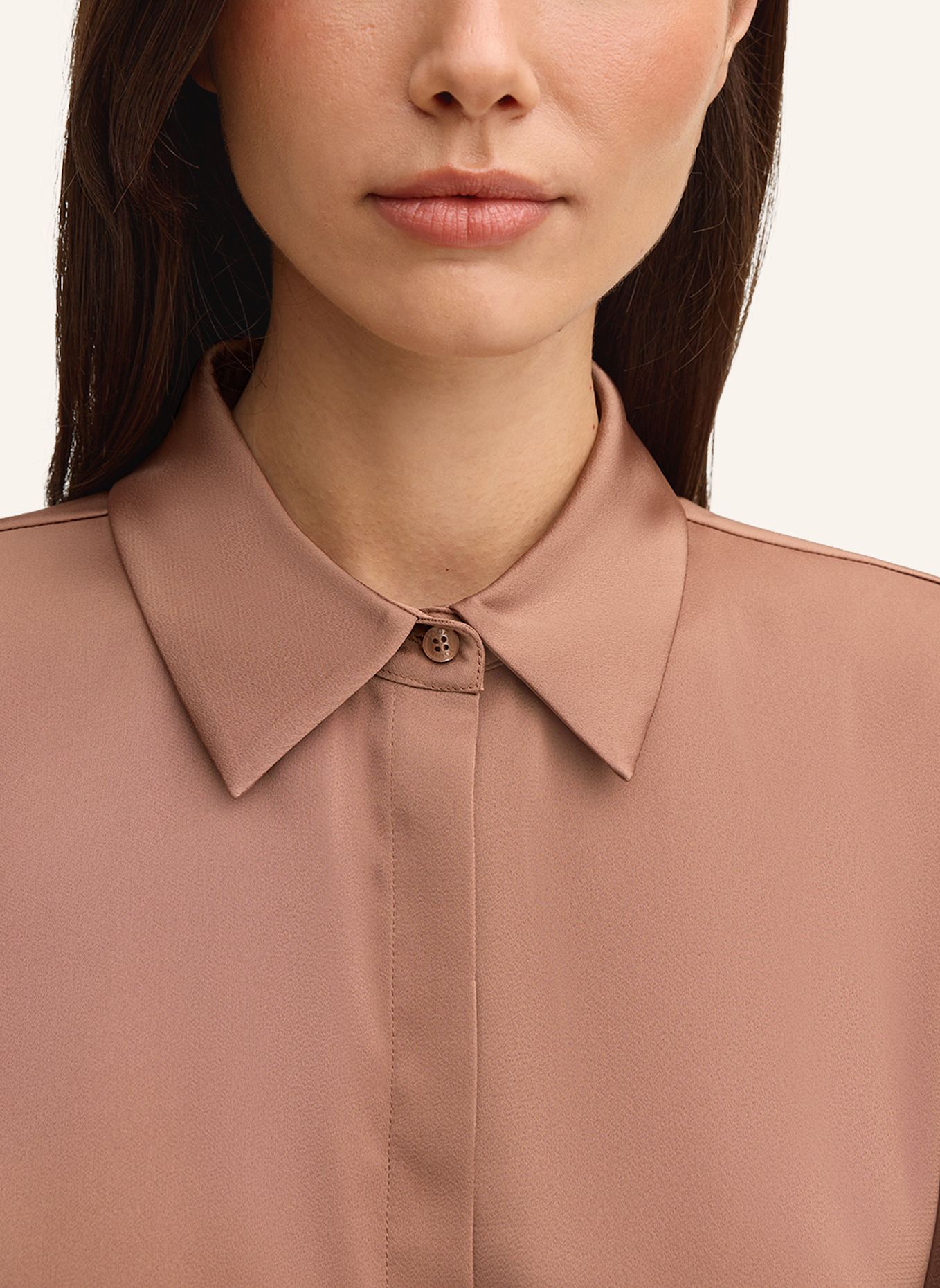 JOOP! Satin-Hemdbluse: HELLBRAUN