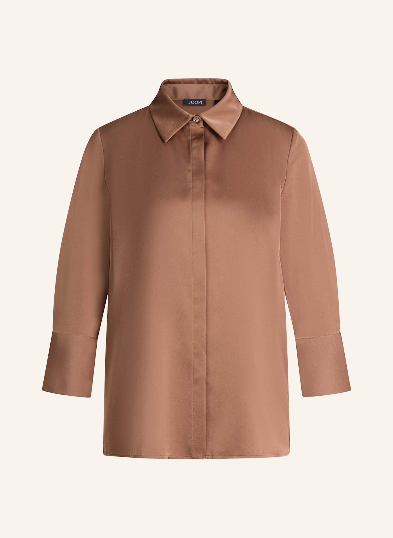 JOOP! Satin-Hemdbluse: HELLBRAUN