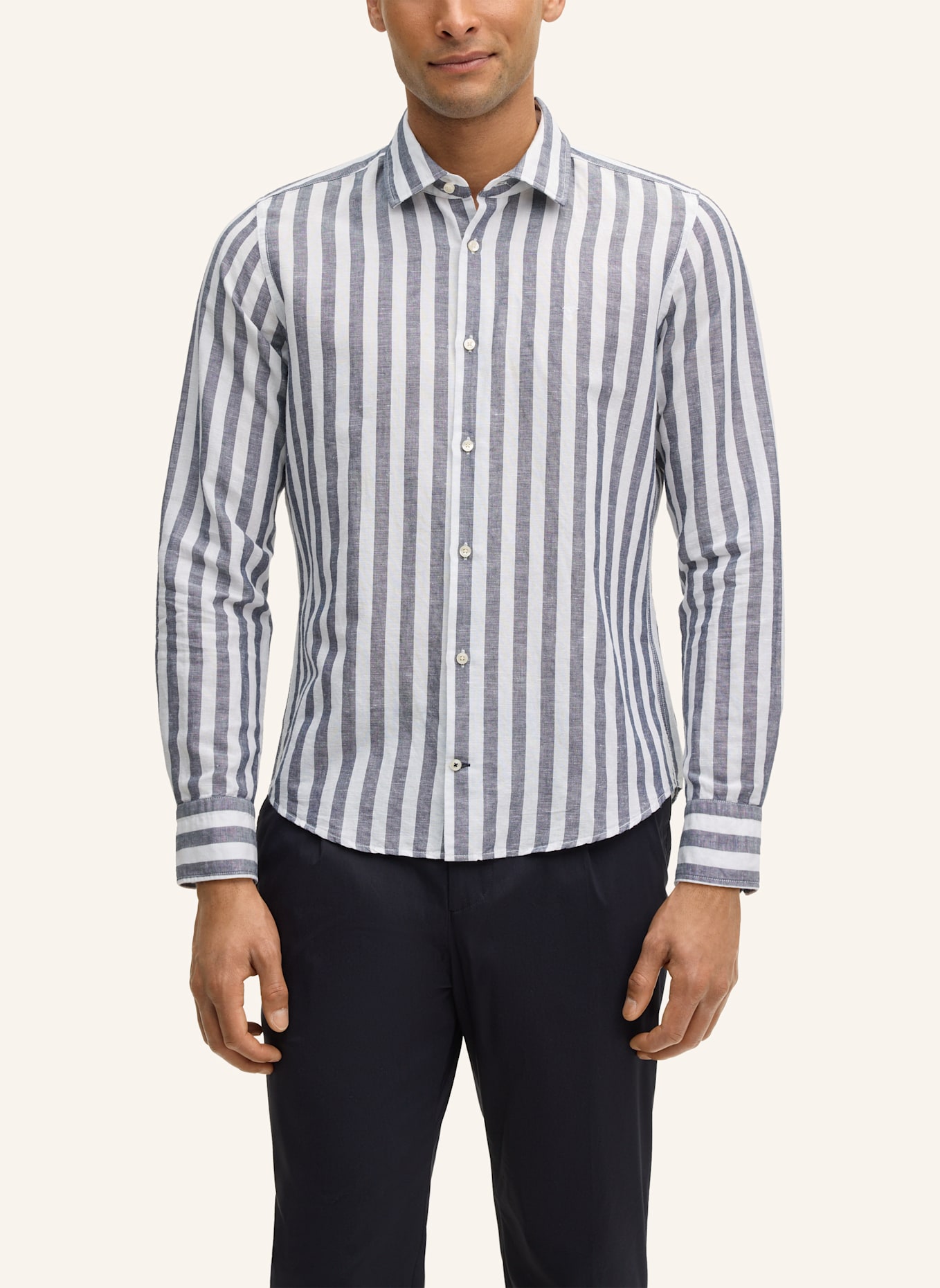 JOOP! Hemd PIT Slim Fit mit Leinen: DUNKELBLAU