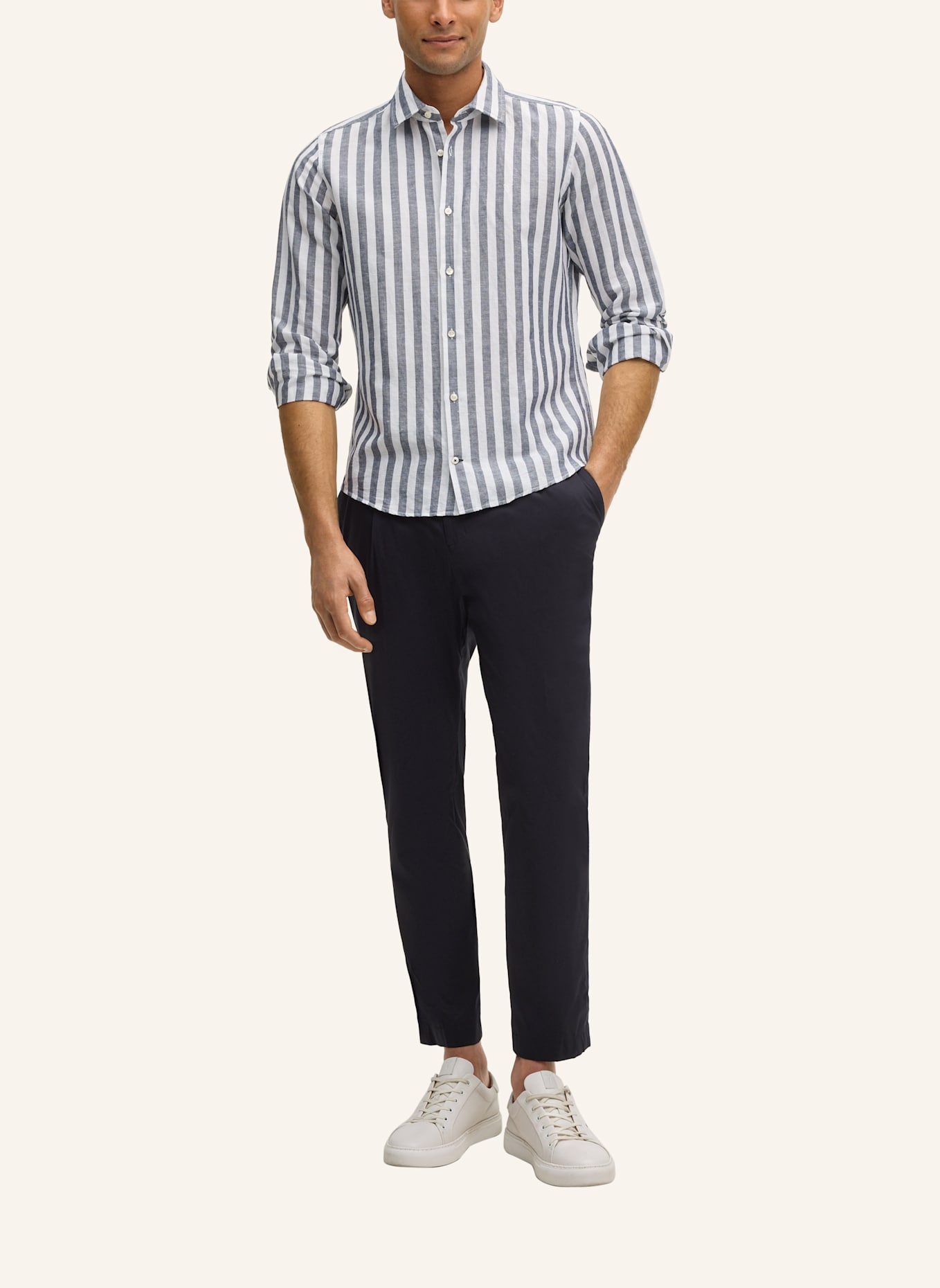 JOOP! Hemd PIT Slim Fit mit Leinen: DUNKELBLAU