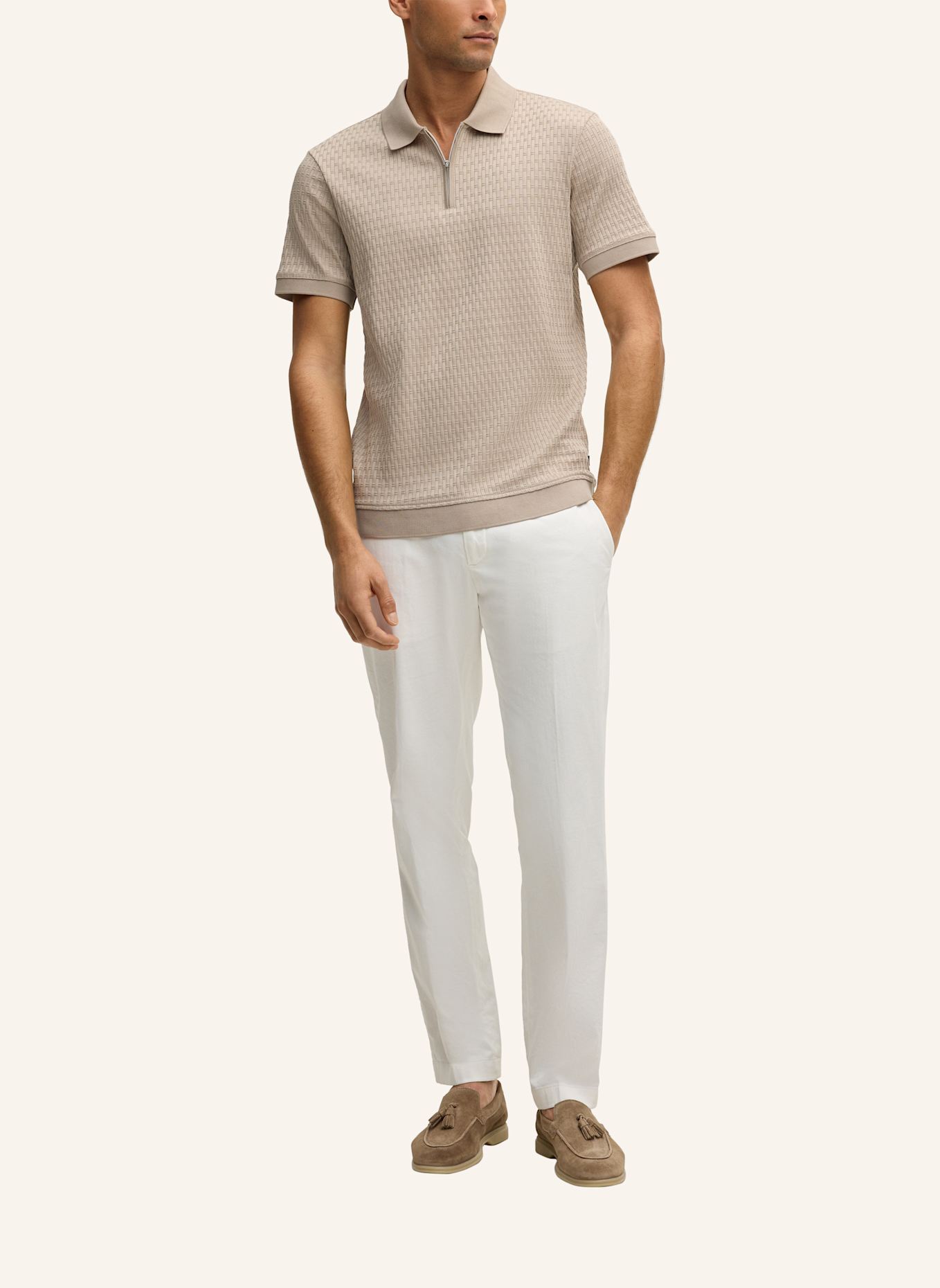 JOOP! Zip-Poloshirt Regular Fit: BEIGE