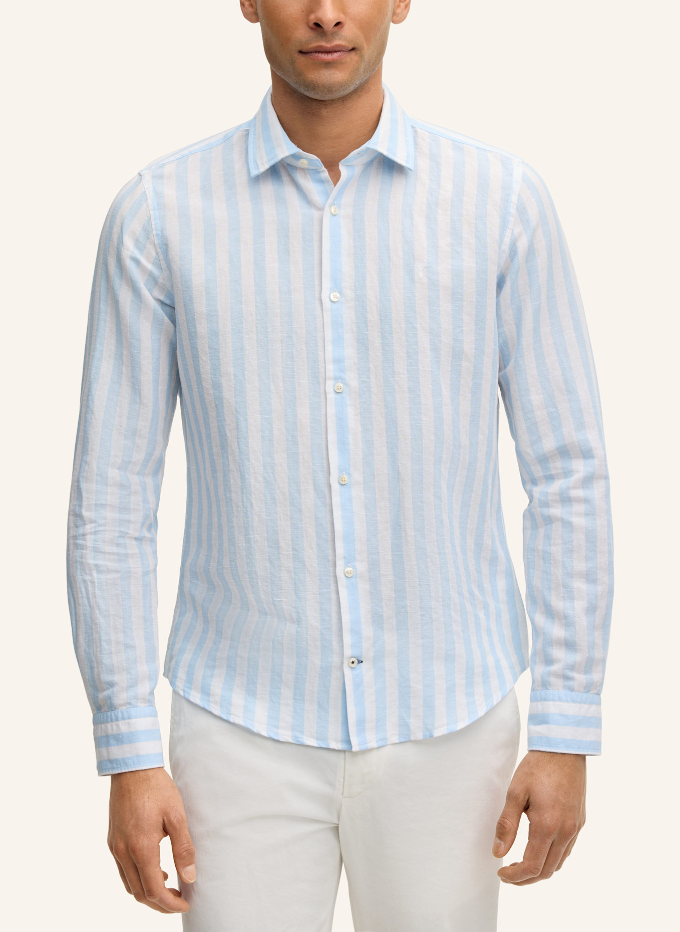 JOOP! Hemd PIT Slim Fit mit Leinen: HELLBLAU