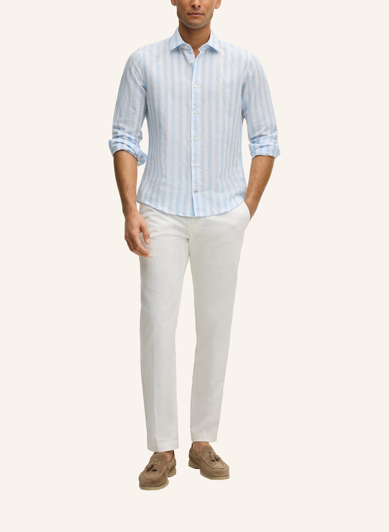 JOOP! Hemd PIT Slim Fit mit Leinen: HELLBLAU