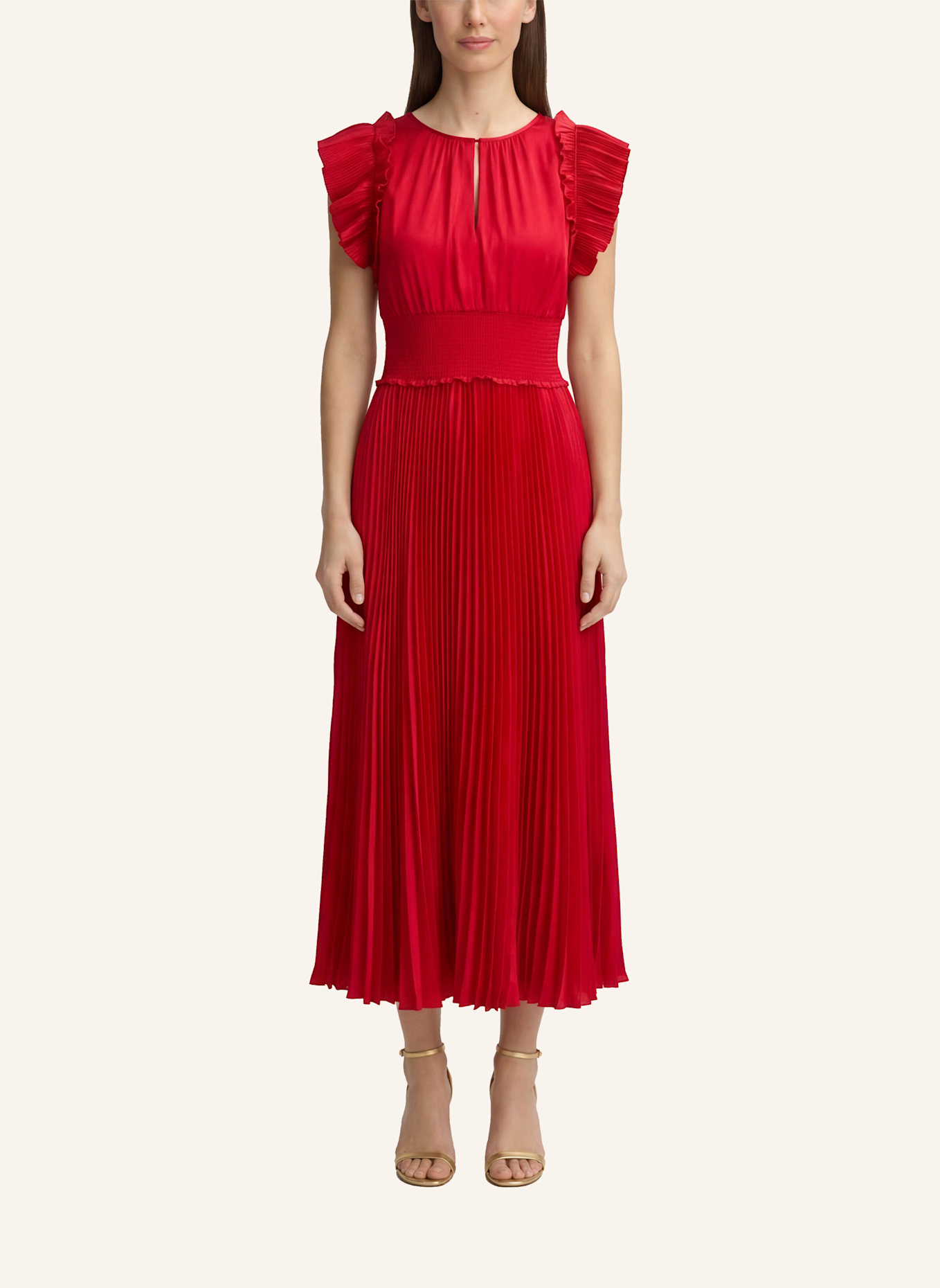 JOOP! Satinkleid DILIA mit Plissees: ROT
