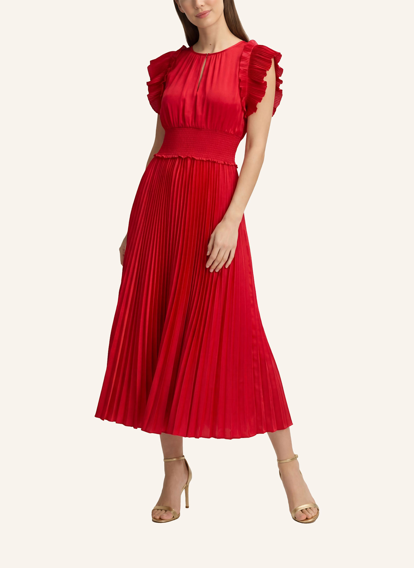 JOOP! Satinkleid DILIA mit Plissees: ROT