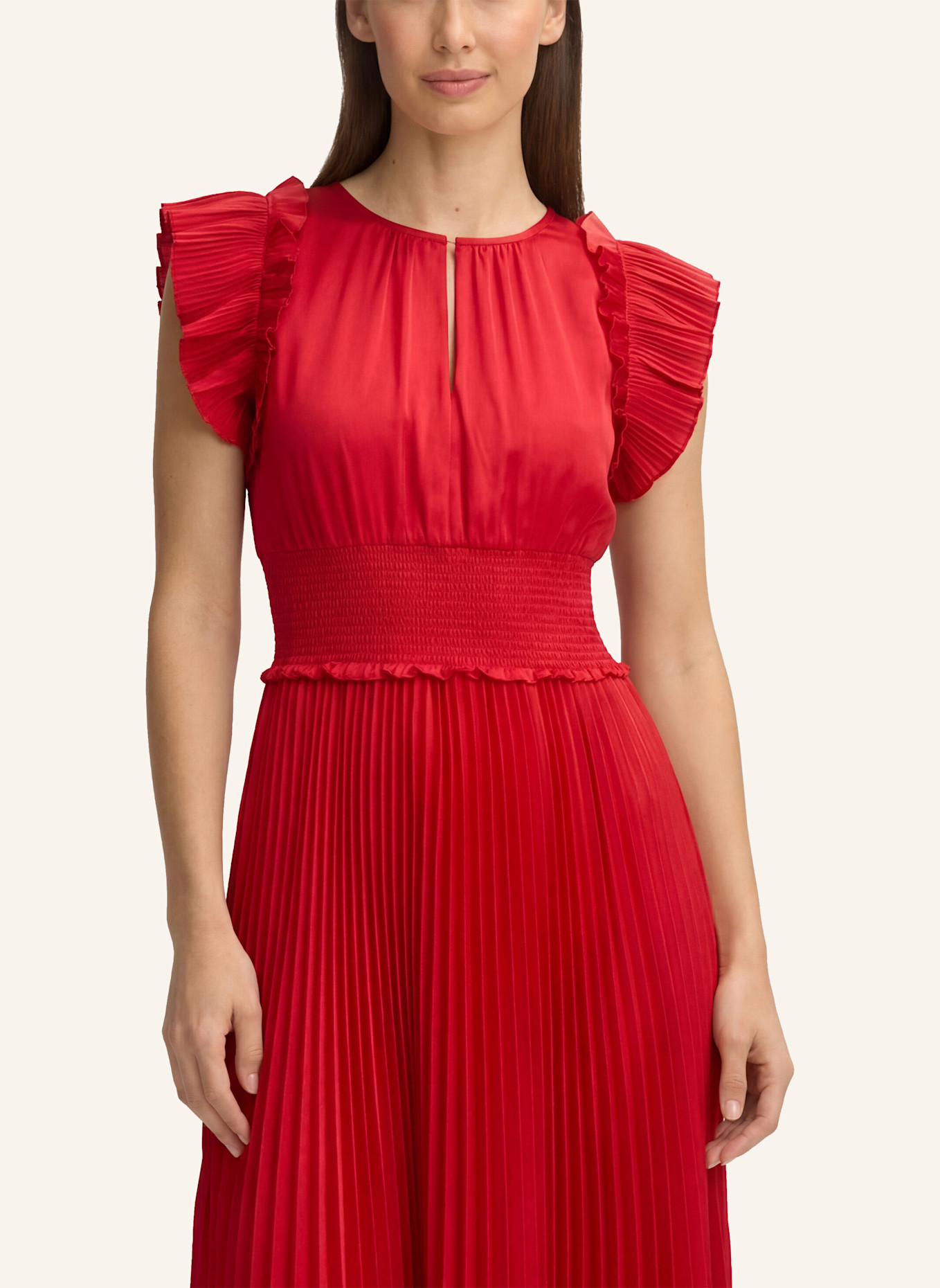 JOOP! Satinkleid DILIA mit Plissees: ROT