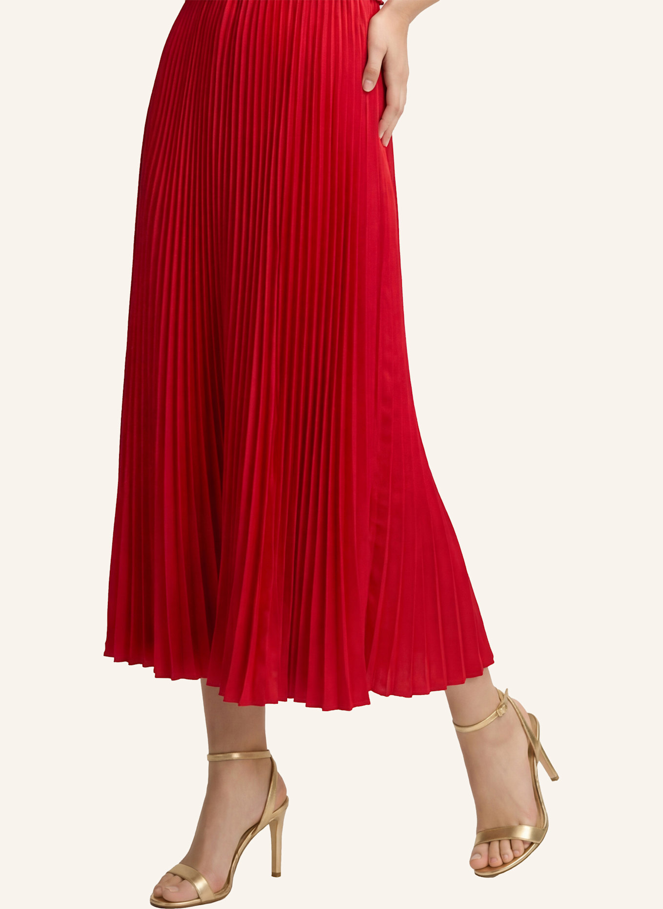 JOOP! Satinkleid DILIA mit Plissees: ROT