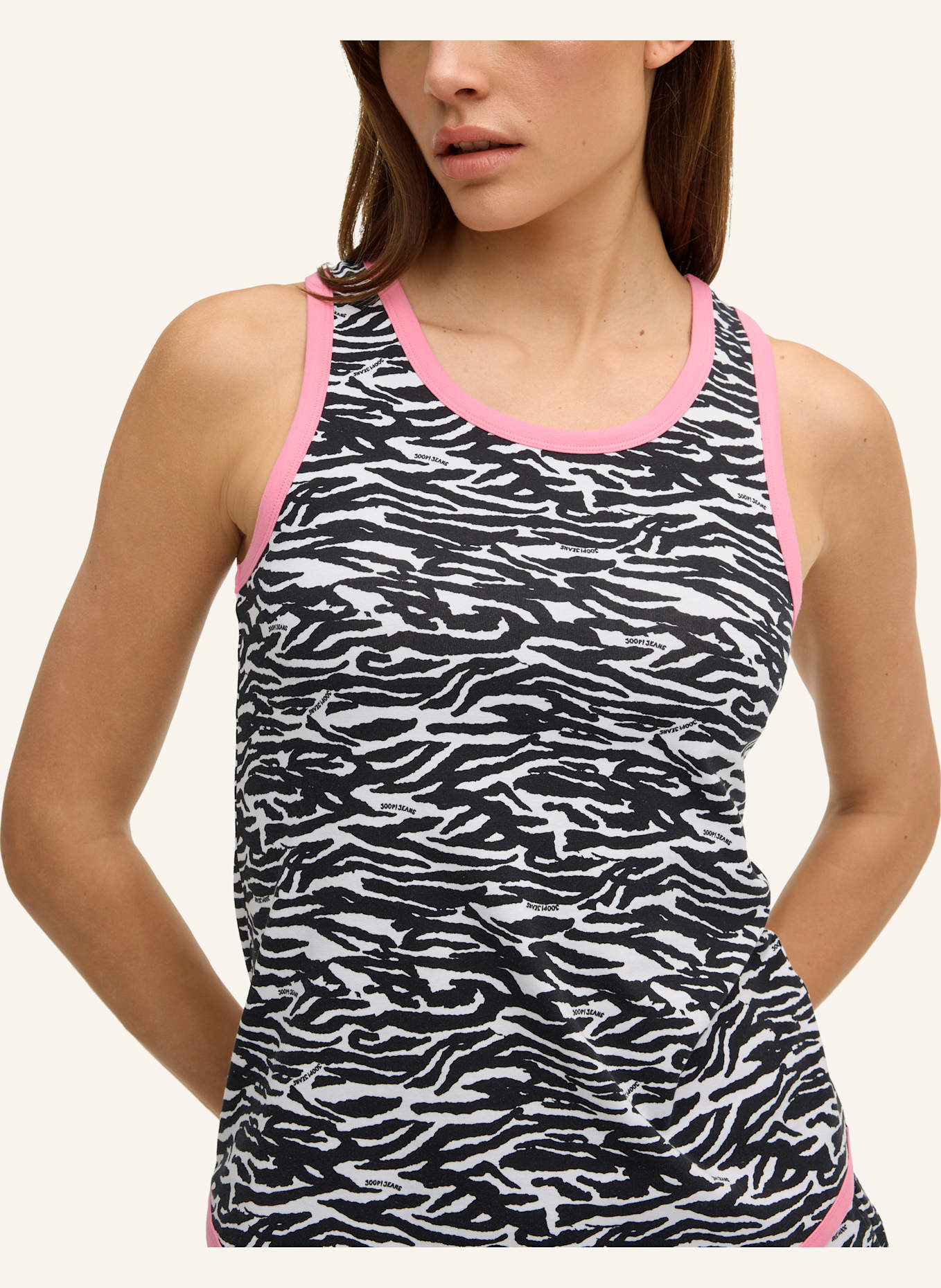 JOOP! JEANS Racerback Top: SCHWARZ/ WEISS